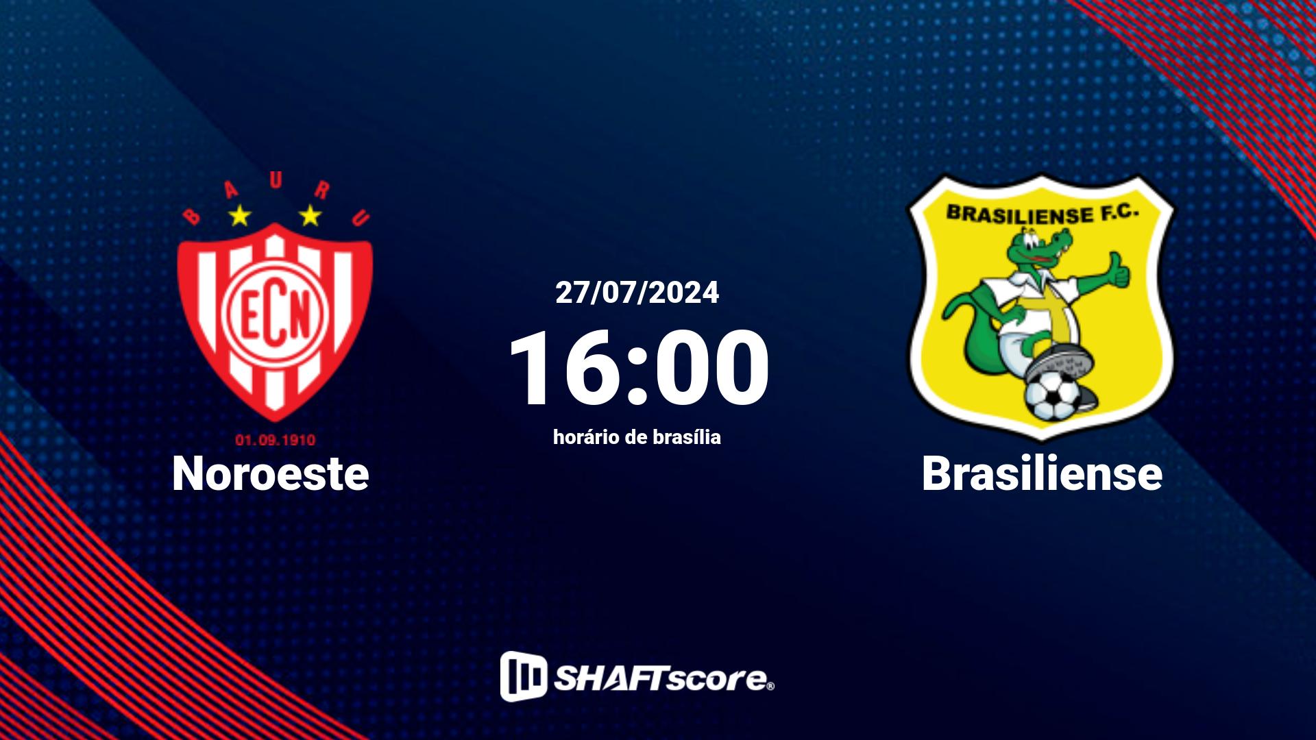 Estatísticas do jogo Noroeste vs Brasiliense 27.07 16:00