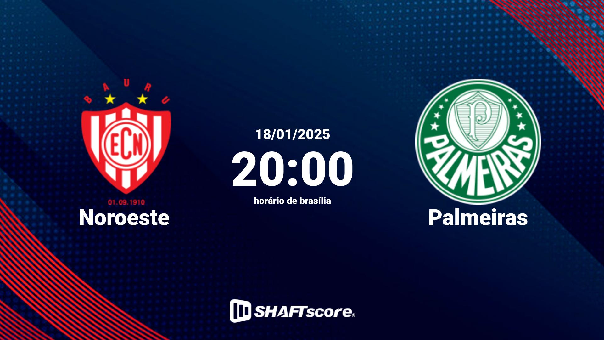 Estatísticas do jogo Noroeste vs Palmeiras 18.01 20:00