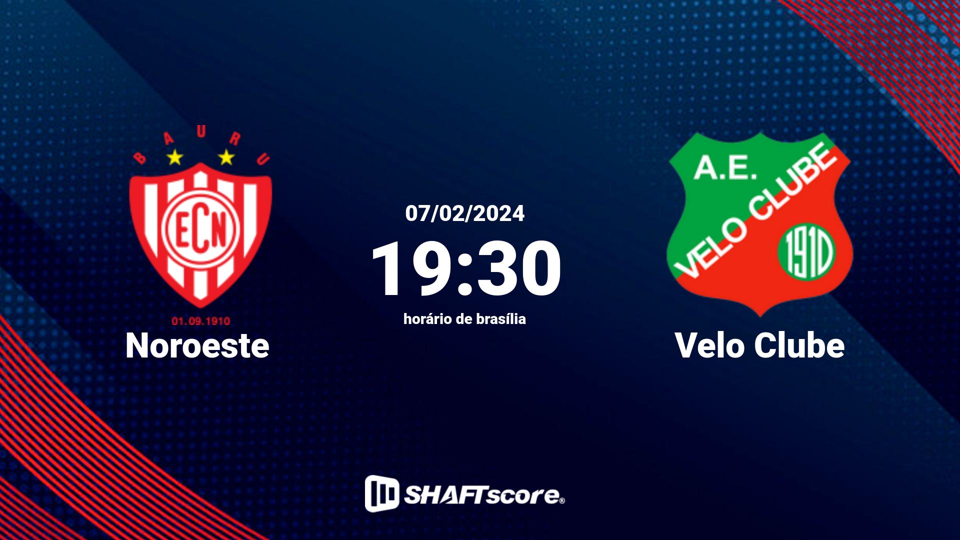 Estatísticas do jogo Noroeste vs Velo Clube 07.02 19:30