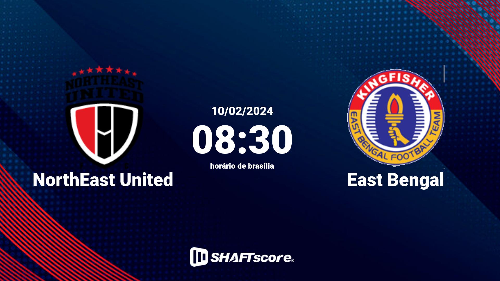 Estatísticas do jogo NorthEast United vs East Bengal 10.02 08:30