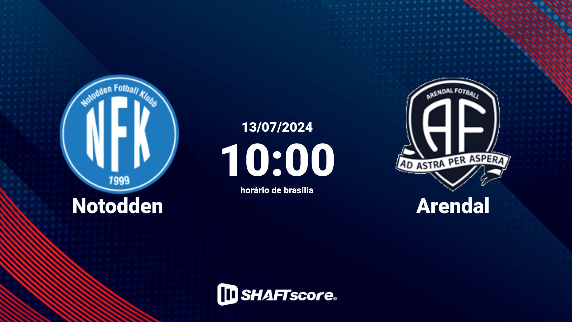 Estatísticas do jogo Notodden vs Arendal 13.07 10:00