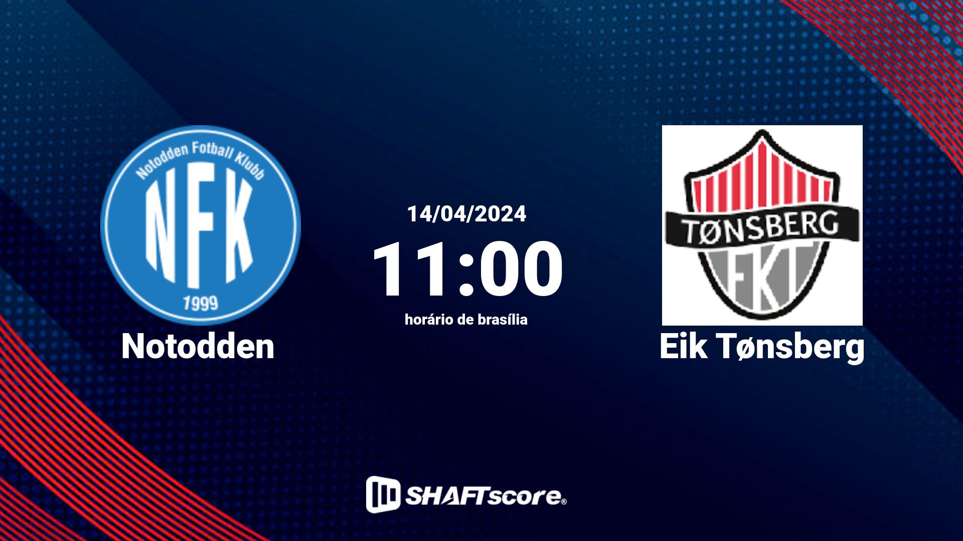 Estatísticas do jogo Notodden vs Eik Tønsberg 14.04 11:00