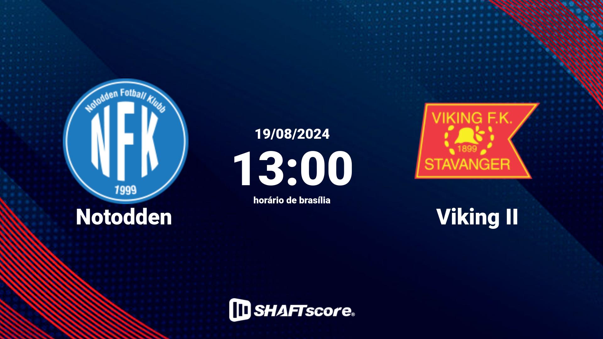 Estatísticas do jogo Notodden vs Viking II 19.08 13:00