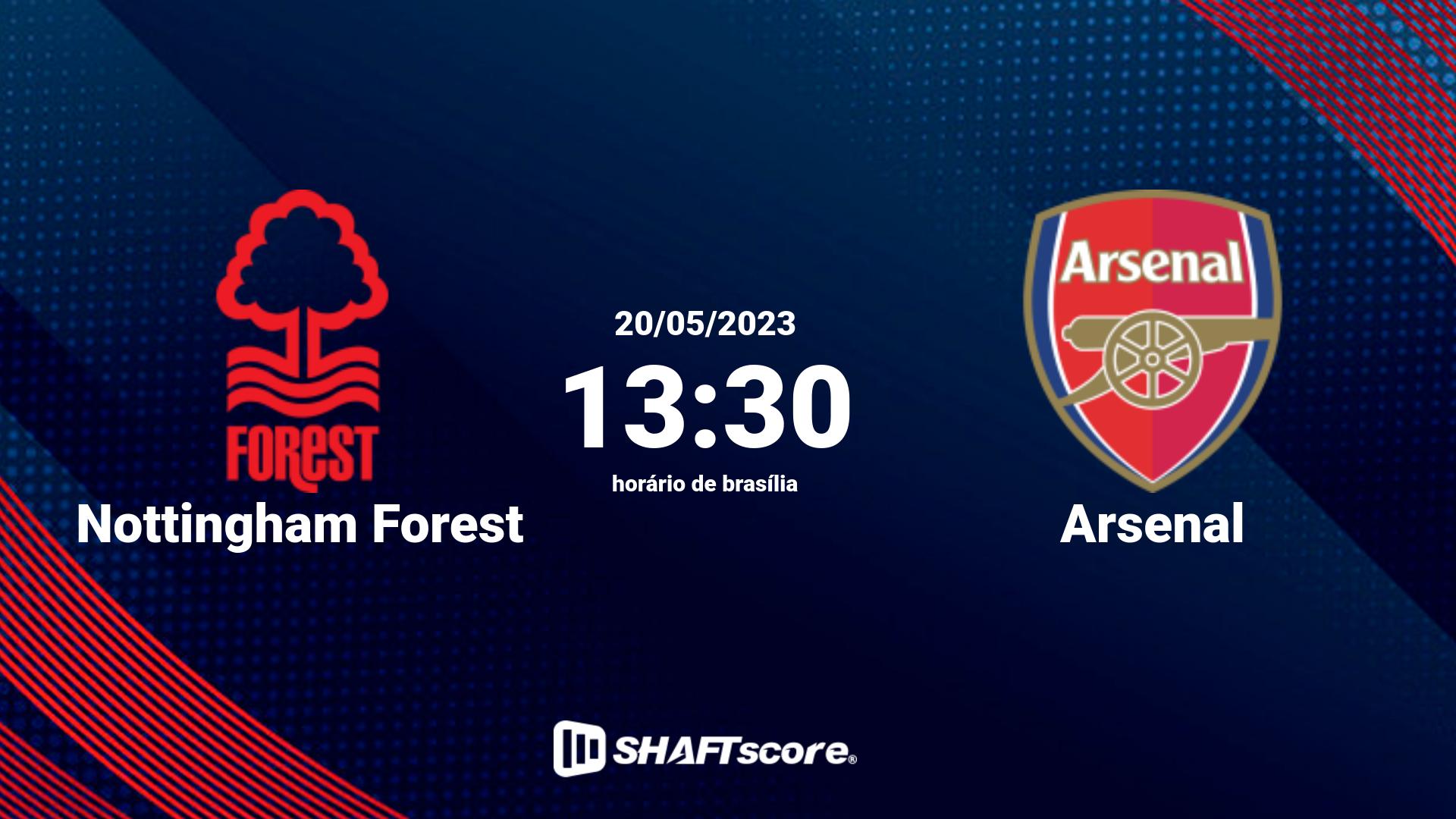 Estatísticas do jogo Nottingham Forest vs Arsenal 20.05 13:30