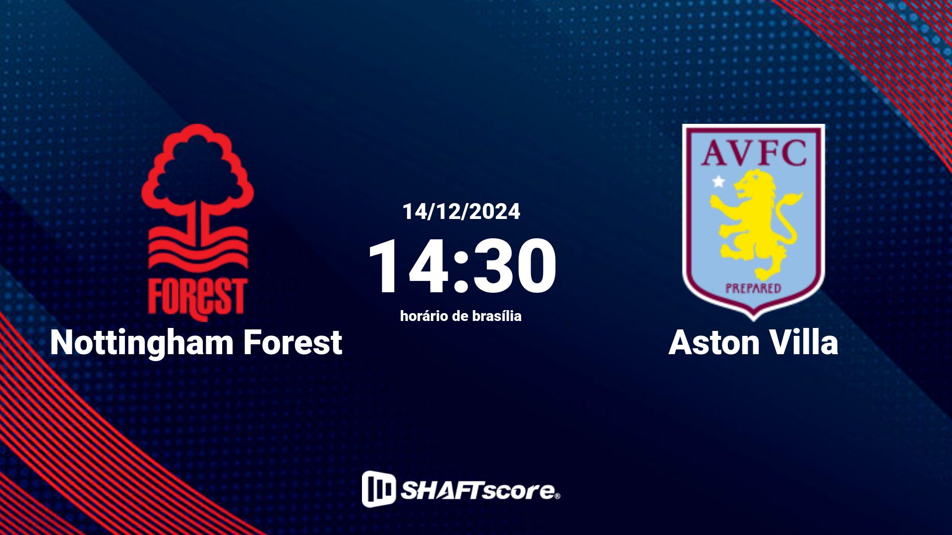 Estatísticas do jogo Nottingham Forest vs Aston Villa 14.12 14:30