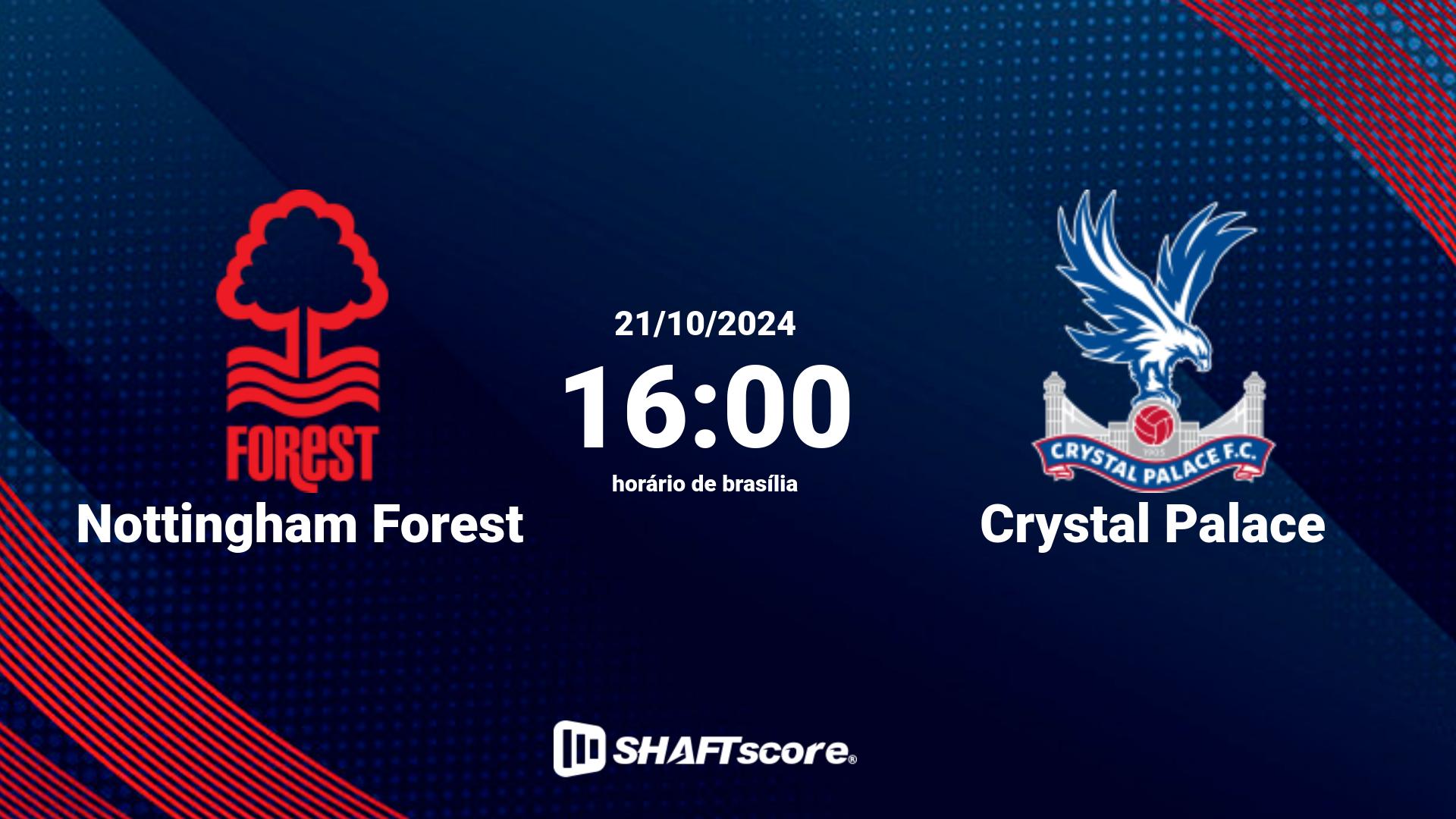 Estatísticas do jogo Nottingham Forest vs Crystal Palace 21.10 16:00