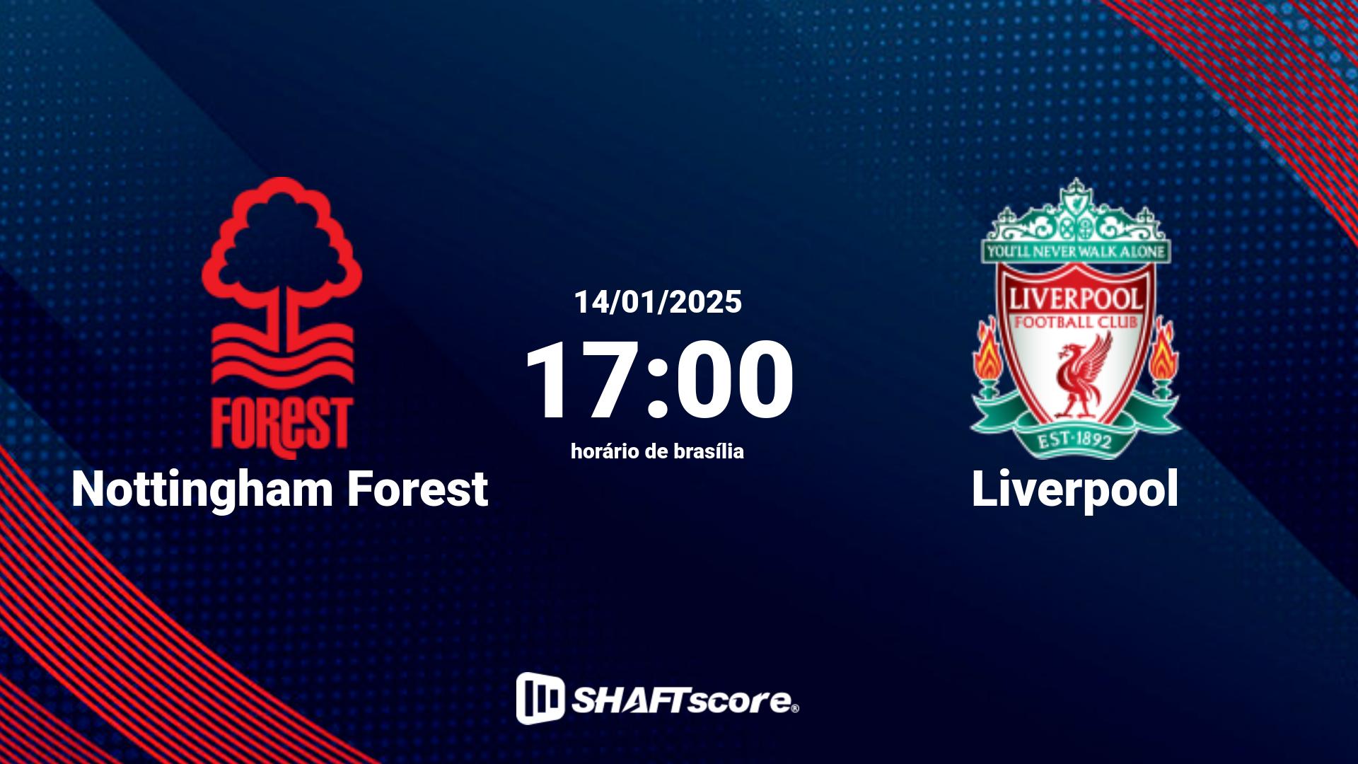 Estatísticas do jogo Nottingham Forest vs Liverpool 14.01 17:00