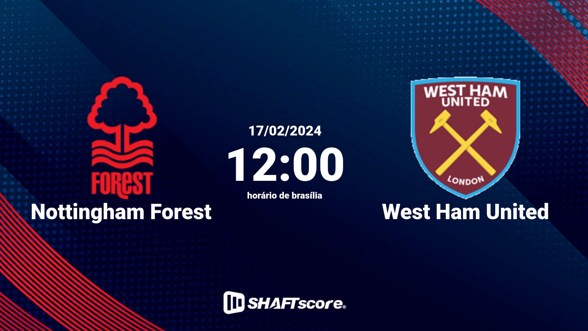 Estatísticas do jogo Nottingham Forest vs West Ham United 17.02 12:00