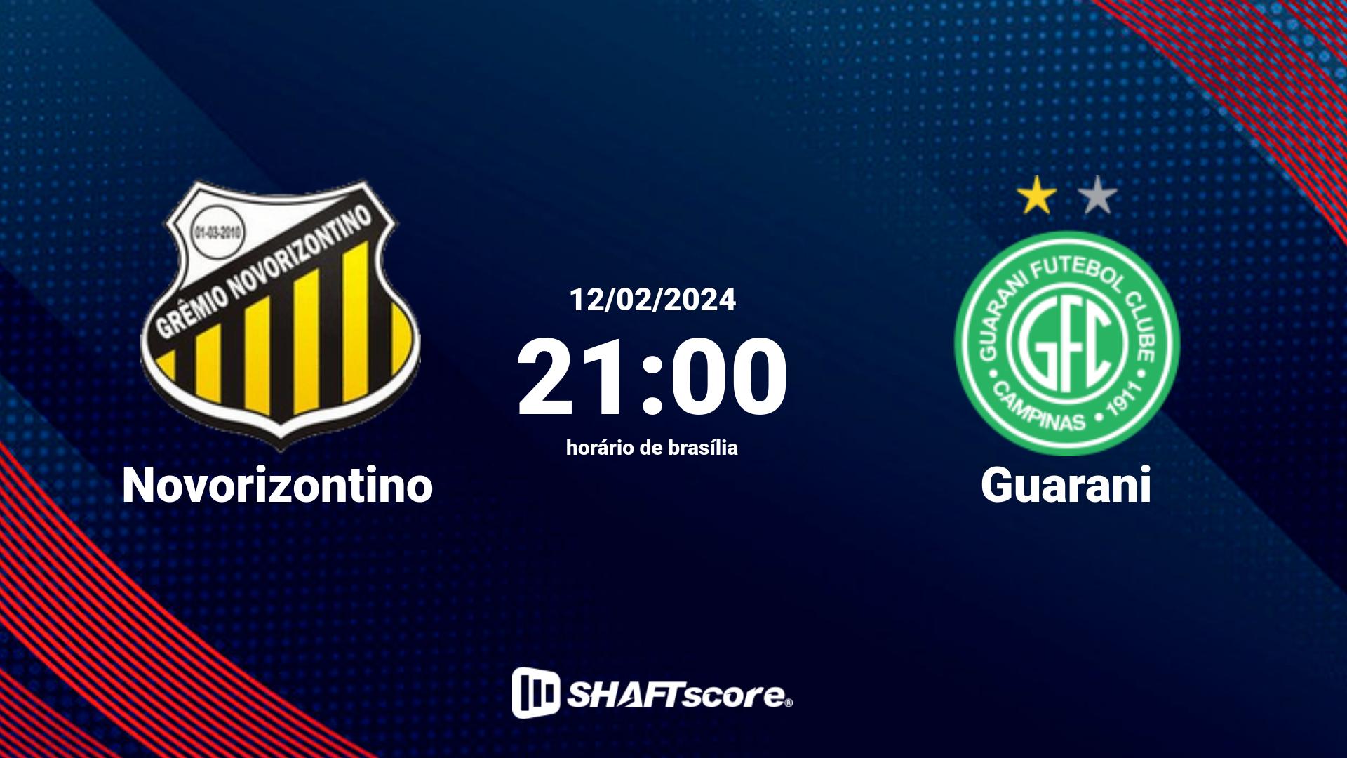 Estatísticas do jogo Novorizontino vs Guarani 12.02 21:00