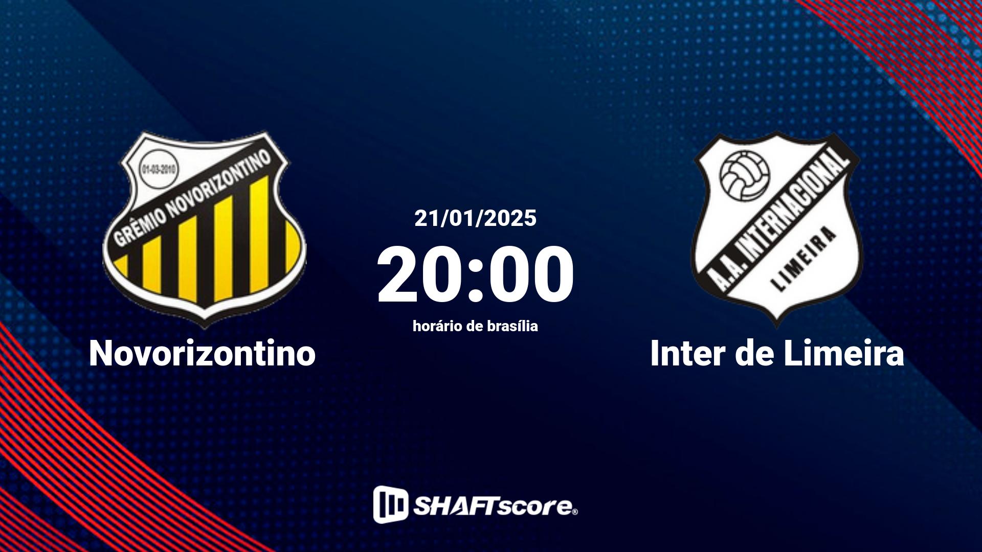 Estatísticas do jogo Novorizontino vs Inter de Limeira 21.01 20:00