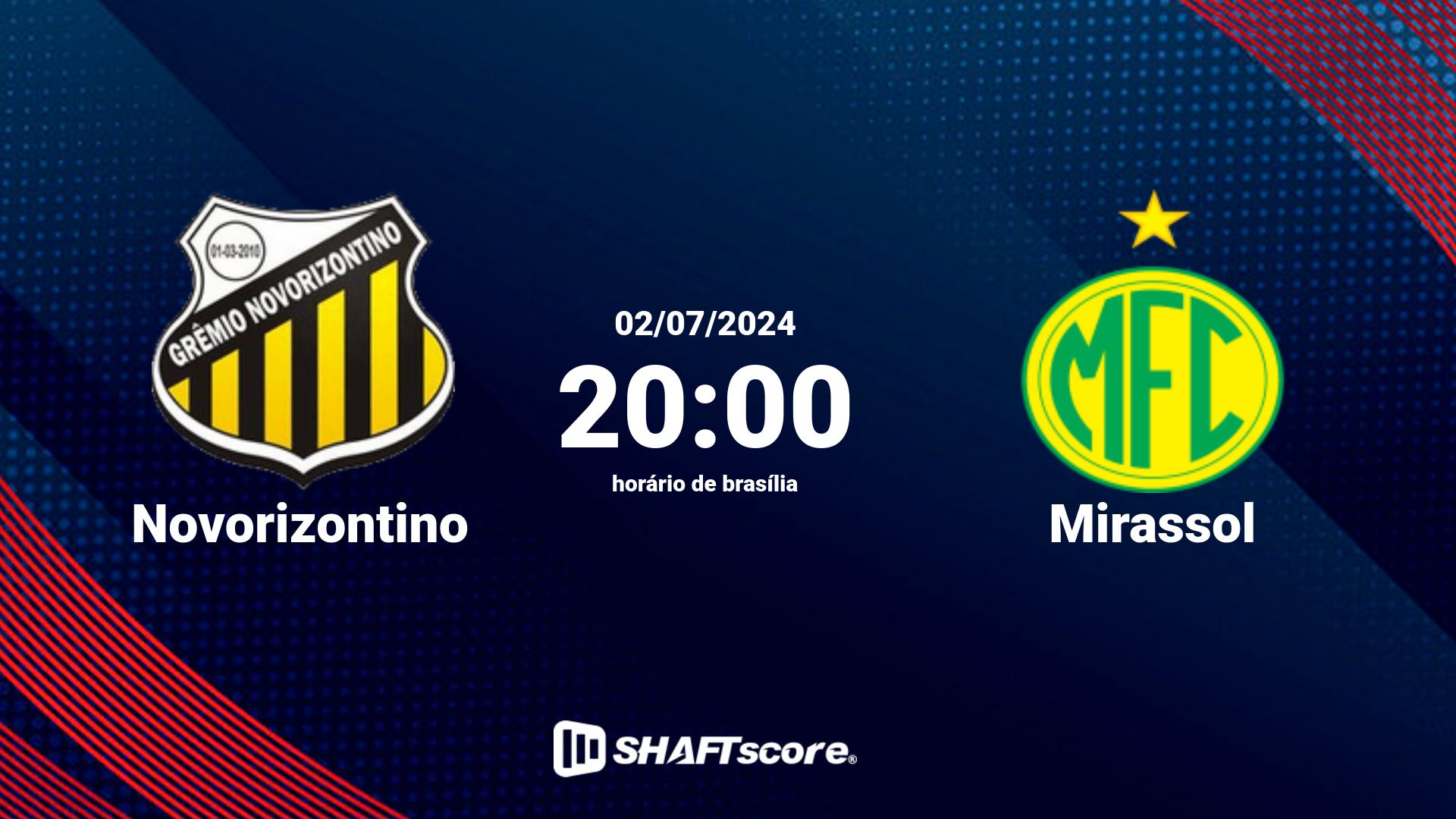 Estatísticas do jogo Novorizontino vs Mirassol 02.07 20:00