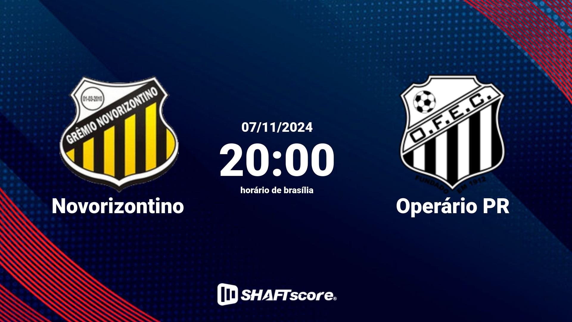 Estatísticas do jogo Novorizontino vs Operário PR 07.11 20:00