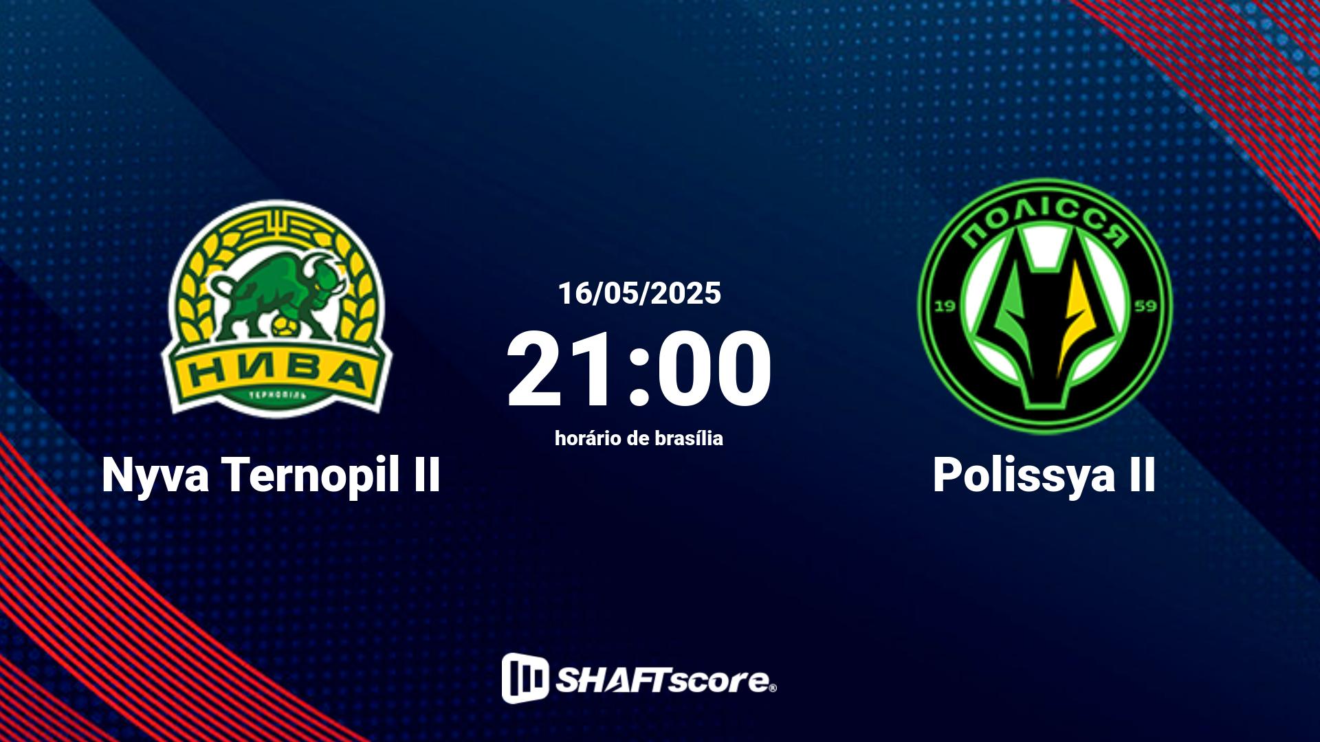 Estatísticas do jogo Nyva Ternopil II vs Polissya II 16.05 21:00