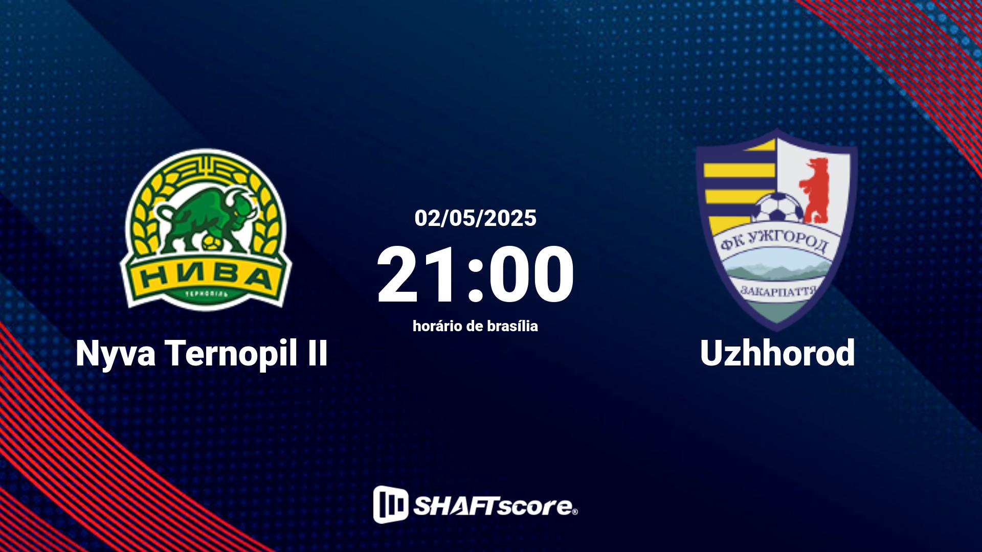 Estatísticas do jogo Nyva Ternopil II vs Uzhhorod 02.05 21:00