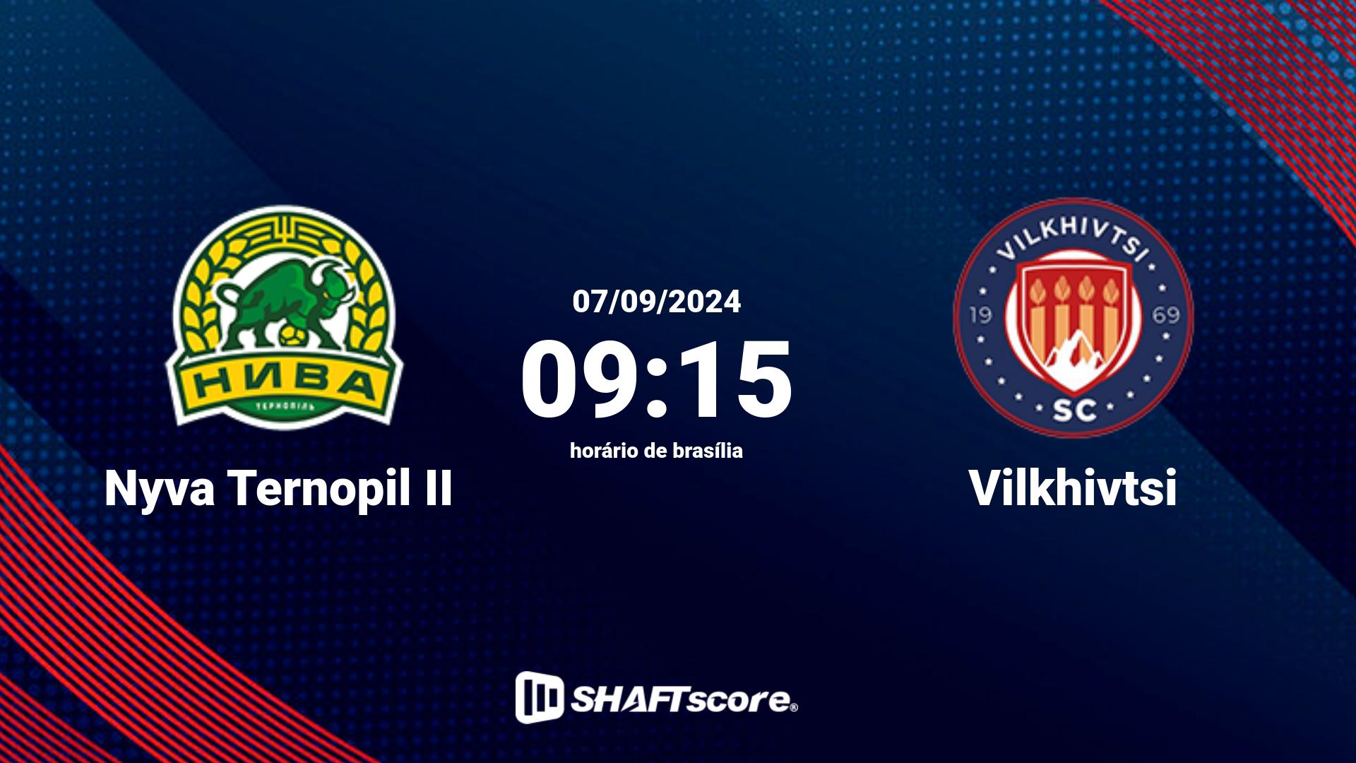 Estatísticas do jogo Nyva Ternopil II vs Vilkhivtsi 07.09 09:15