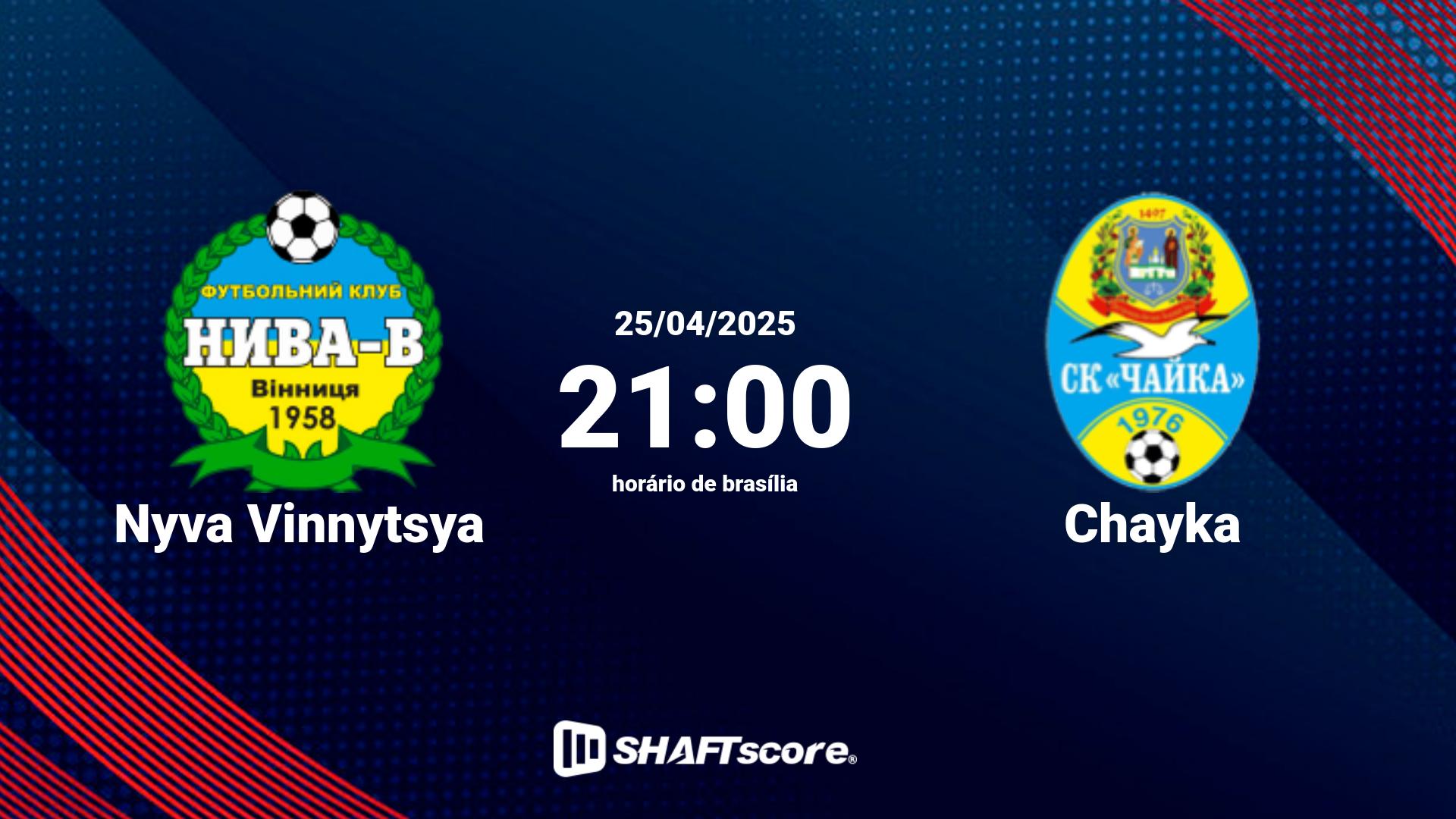 Estatísticas do jogo Nyva Vinnytsya vs Chayka 25.04 21:00