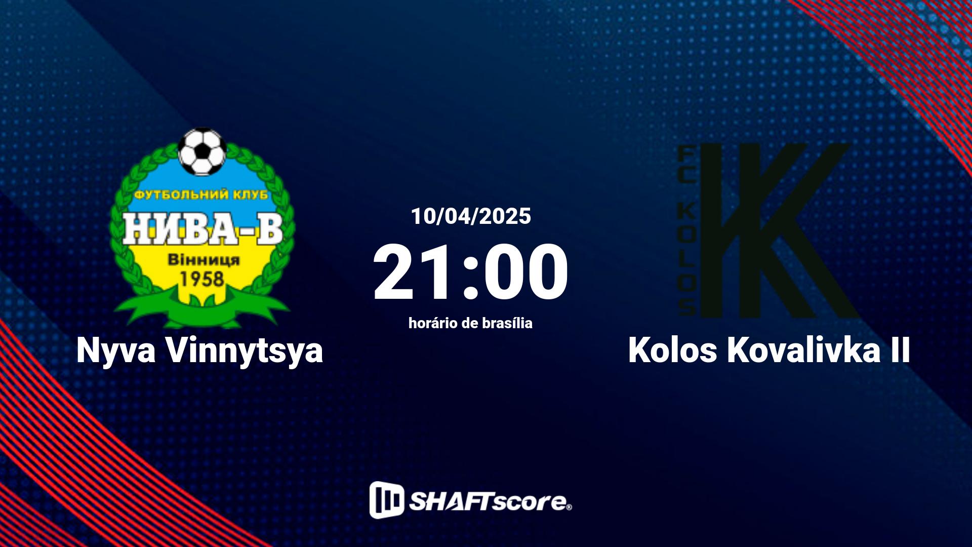 Estatísticas do jogo Nyva Vinnytsya vs Kolos Kovalivka II 10.04 21:00