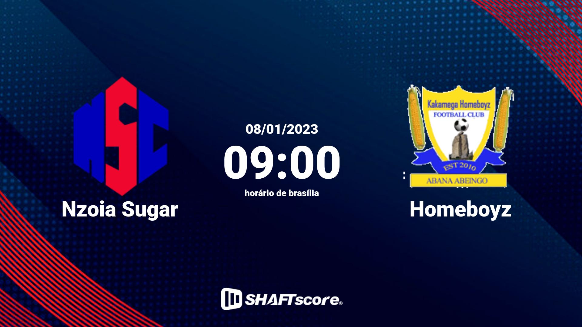 Estatísticas do jogo Nzoia Sugar vs Homeboyz 08.01 09:00