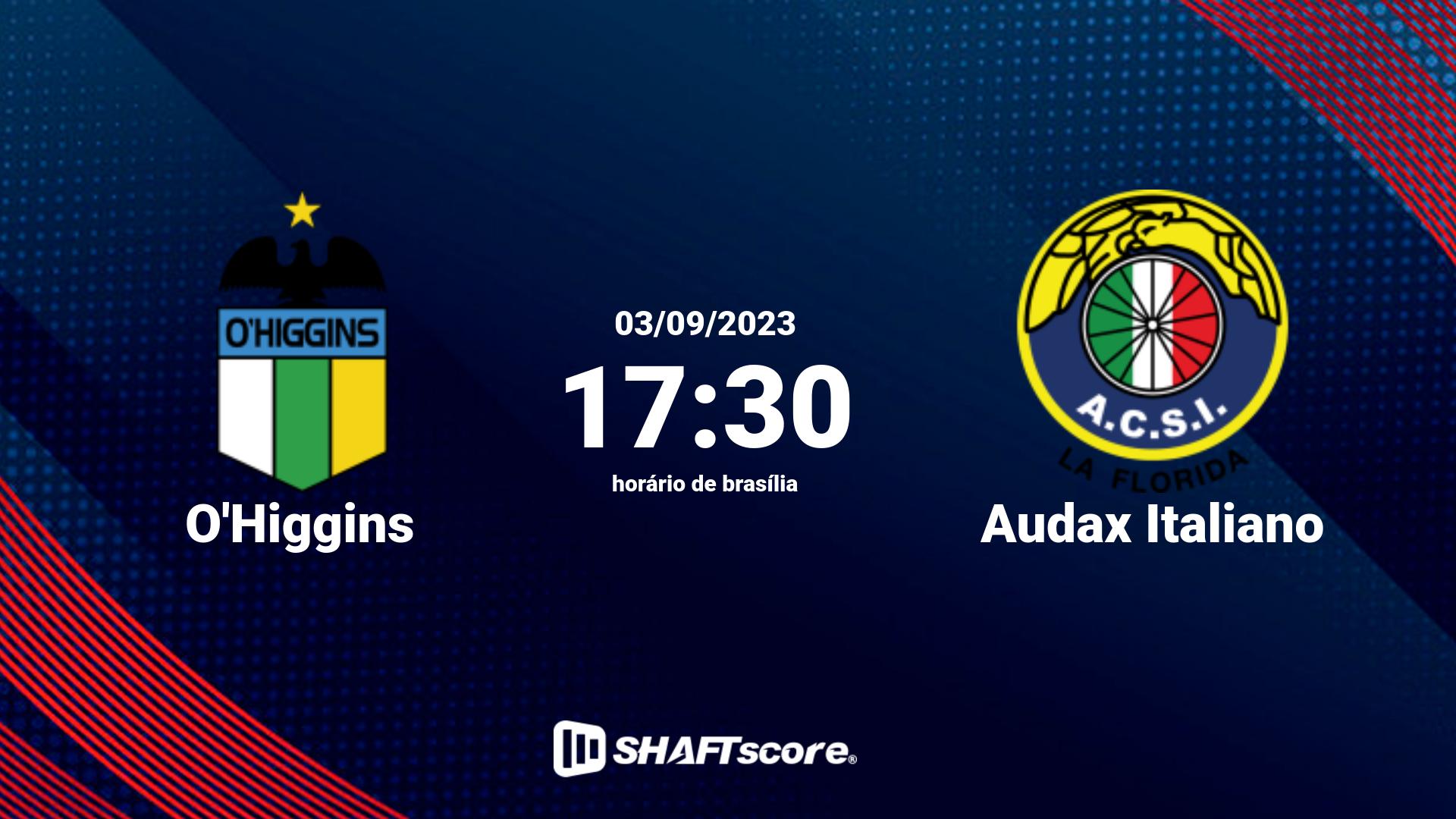 Estatísticas do jogo O'Higgins vs Audax Italiano 03.09 17:30