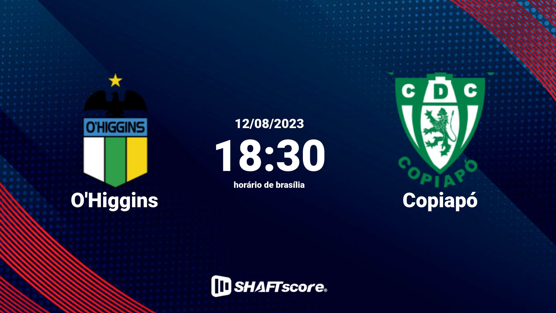 Estatísticas do jogo O'Higgins vs Copiapó 12.08 18:30