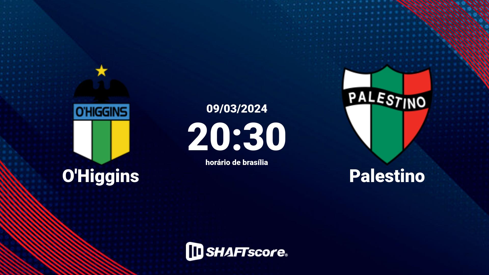 Estatísticas do jogo O'Higgins vs Palestino 09.03 20:30