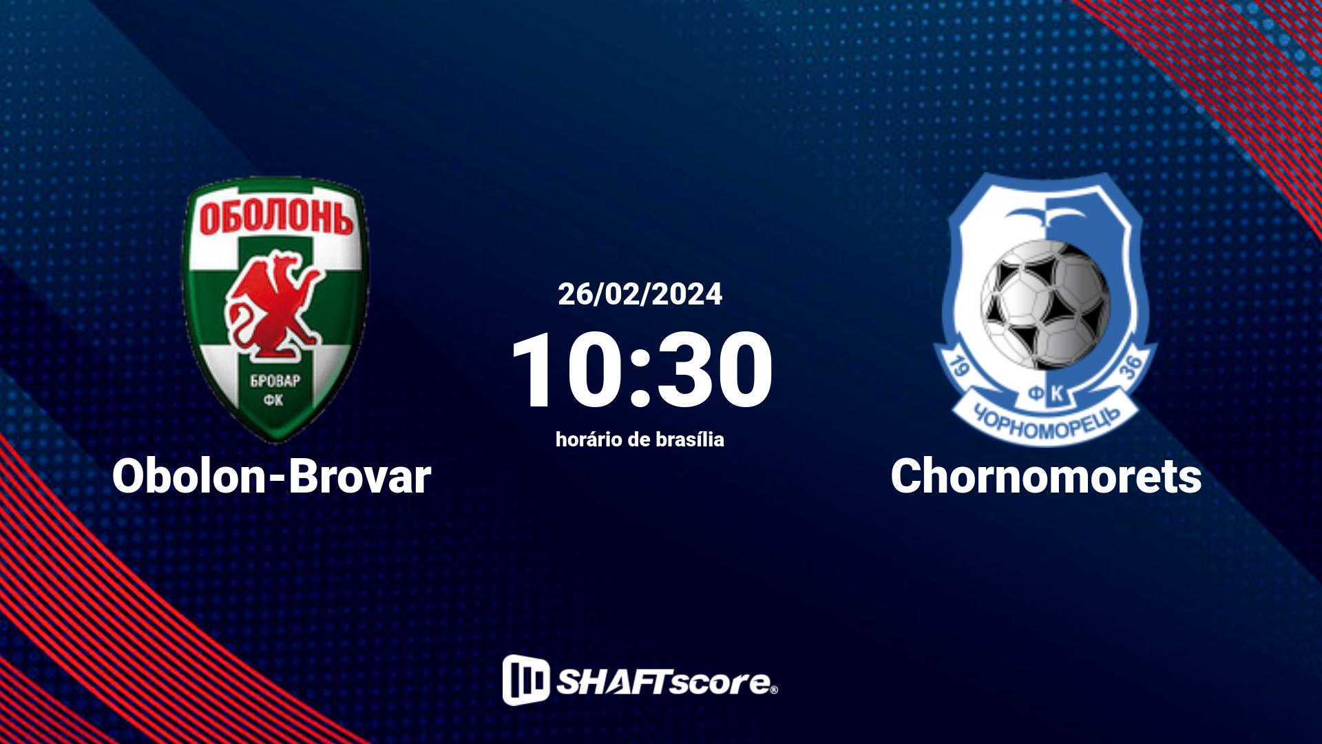 Estatísticas do jogo Obolon-Brovar vs Chornomorets 26.02 10:30