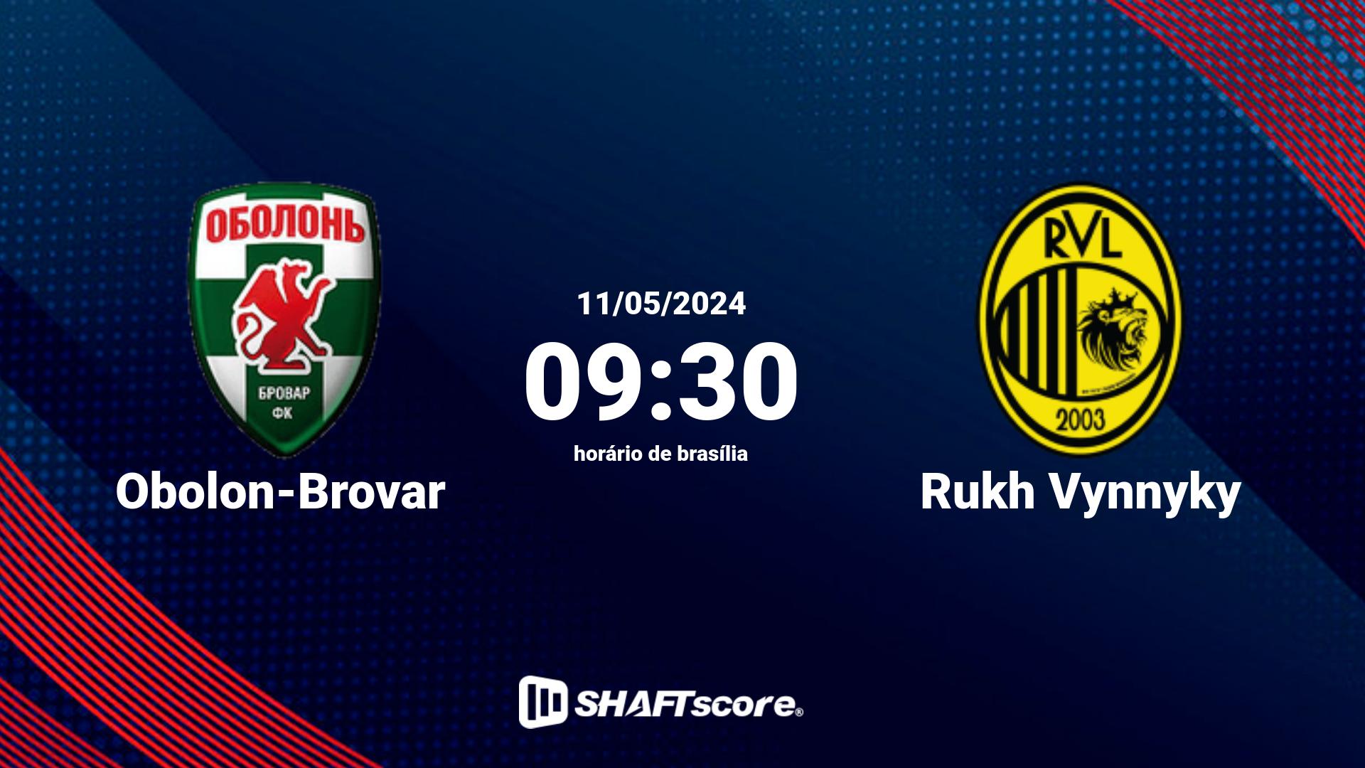 Estatísticas do jogo Obolon-Brovar vs Rukh Vynnyky 11.05 09:30