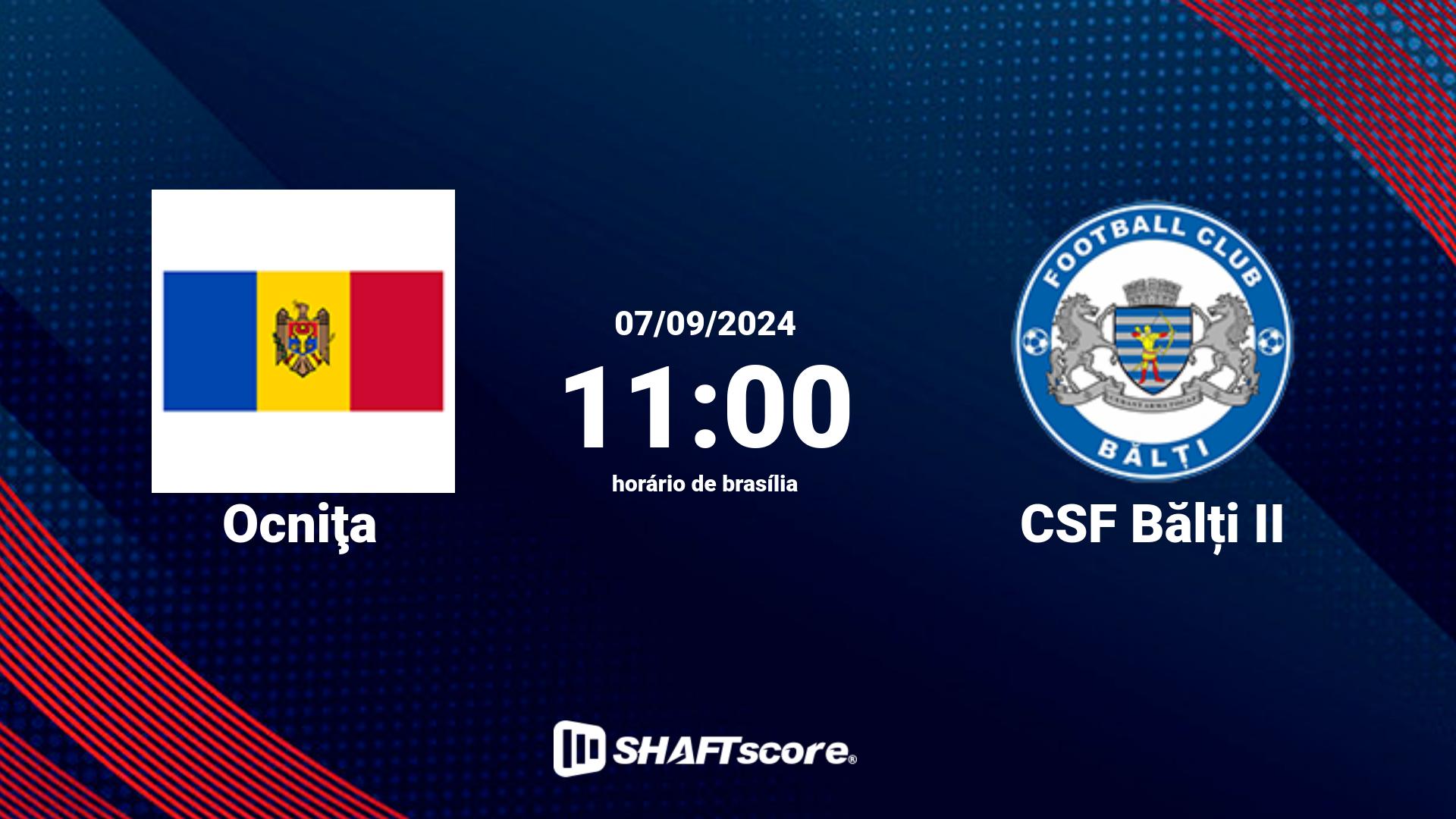 Estatísticas do jogo Ocniţa vs CSF Bălți II 07.09 11:00