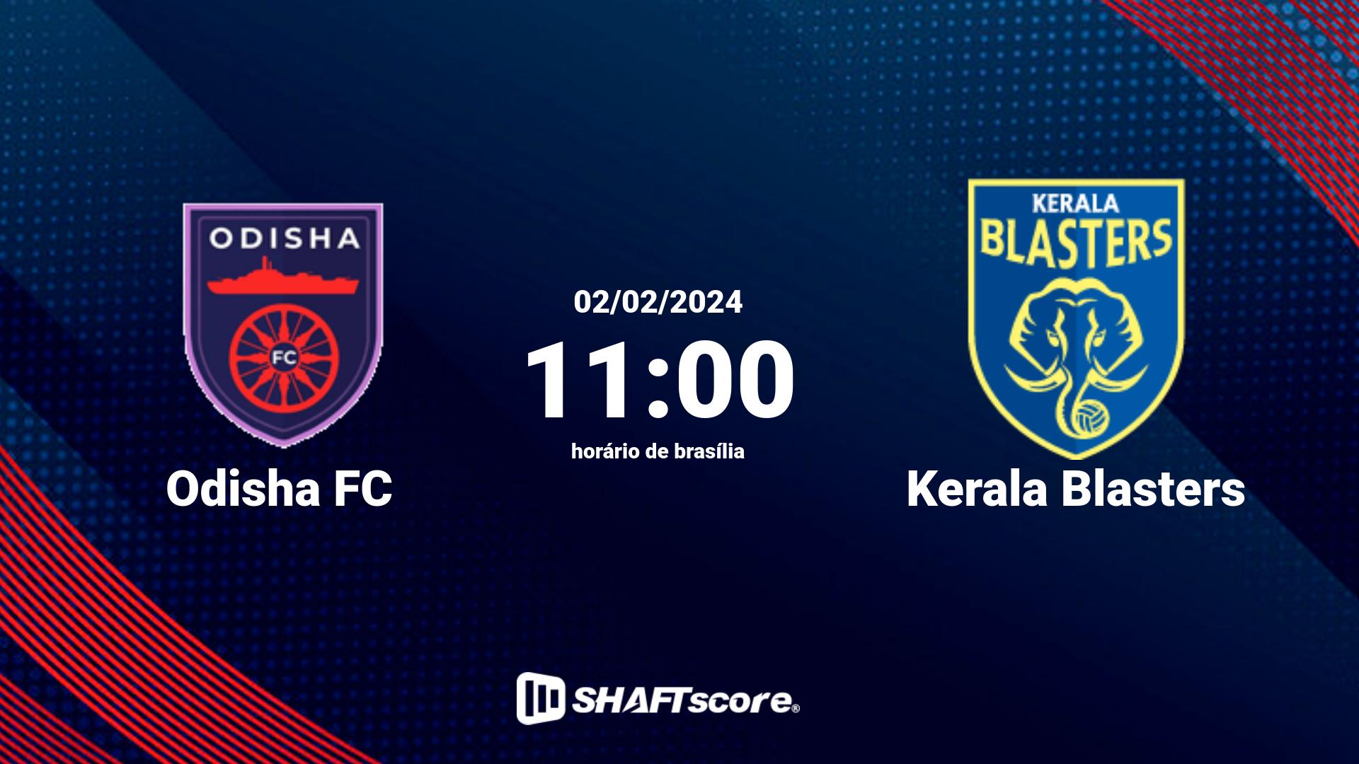 Estatísticas do jogo Odisha FC vs Kerala Blasters 02.02 11:00