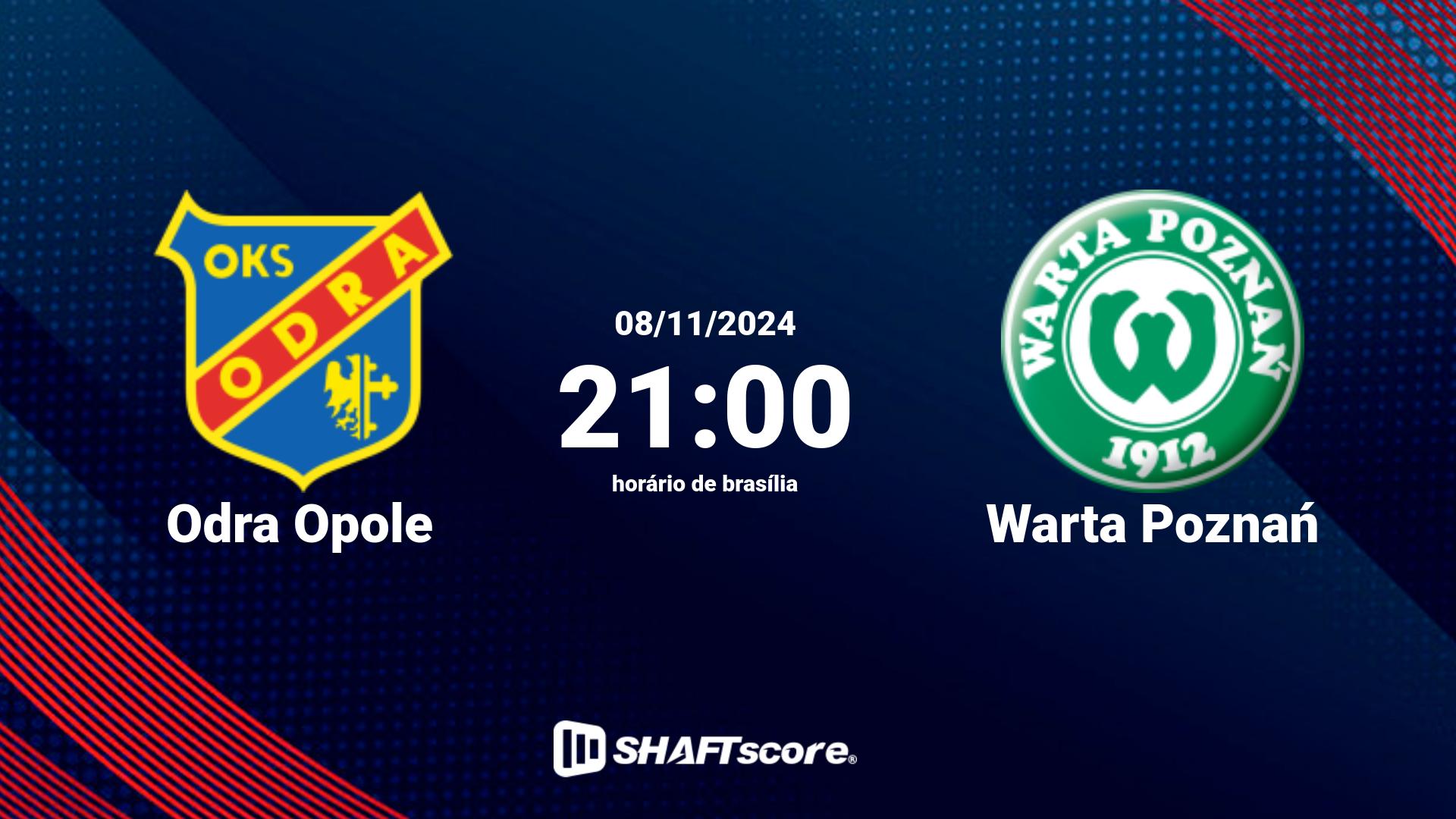 Estatísticas do jogo Odra Opole vs Warta Poznań 08.11 21:00