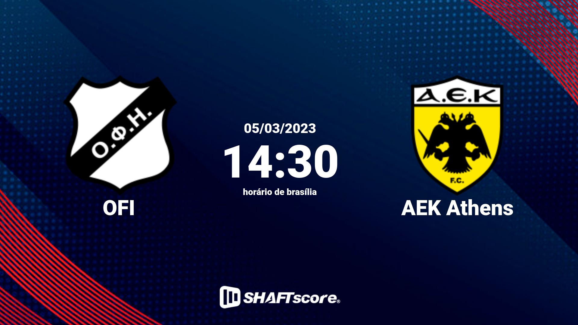 Estatísticas do jogo OFI vs AEK Athens 05.03 14:30