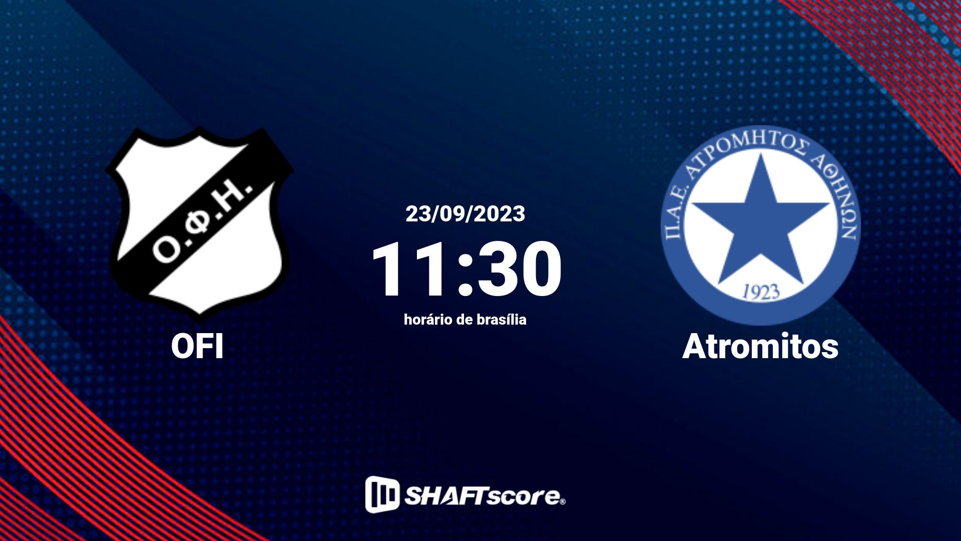 Estatísticas do jogo OFI vs Atromitos 23.09 11:30