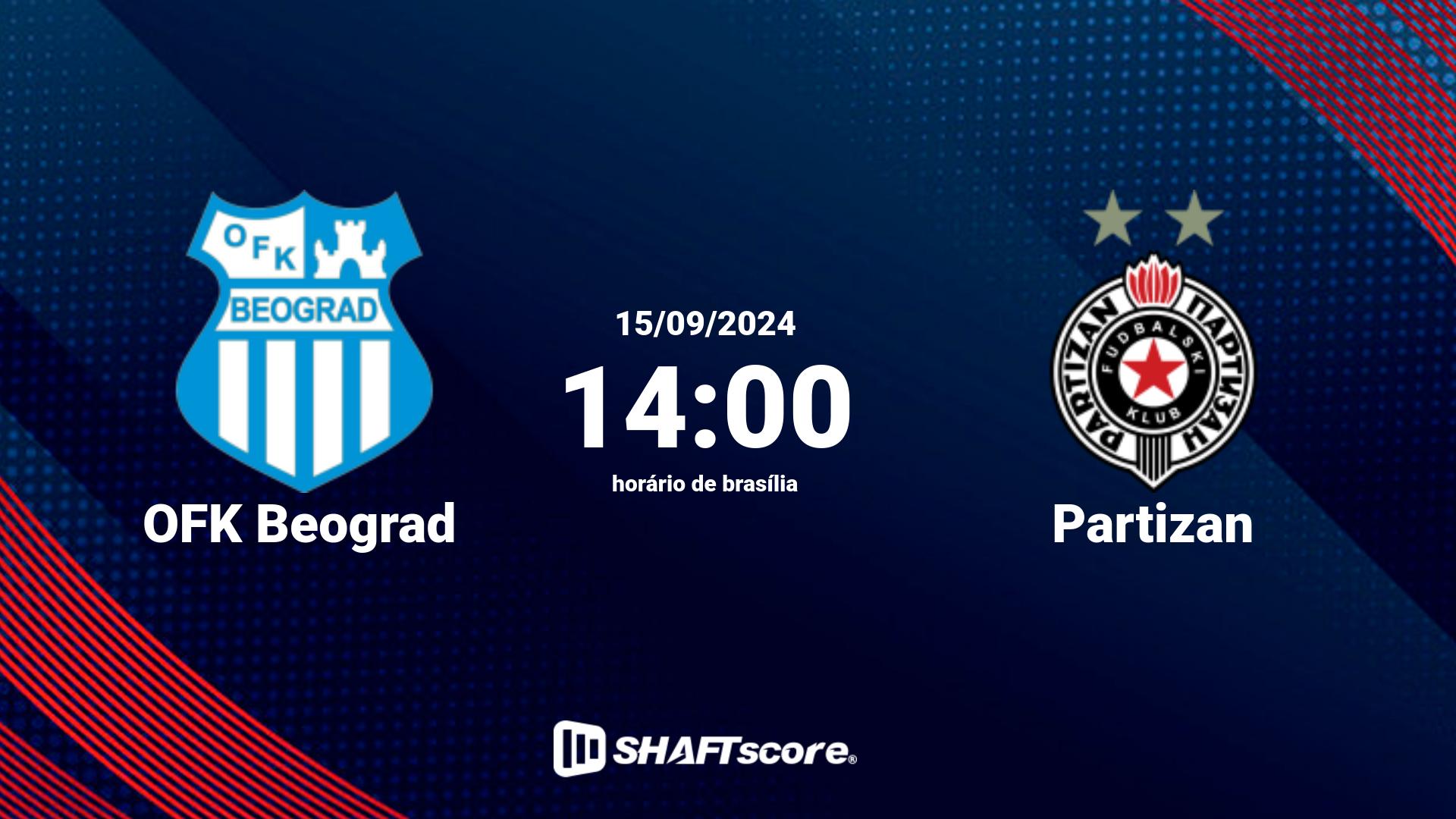 Estatísticas do jogo OFK Beograd vs Partizan 15.09 14:00