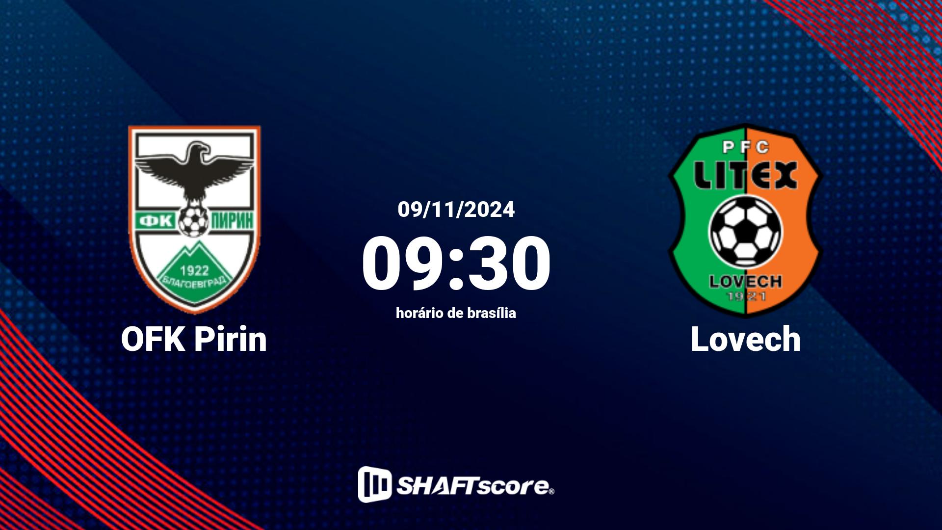 Estatísticas do jogo OFK Pirin vs Lovech 09.11 09:30