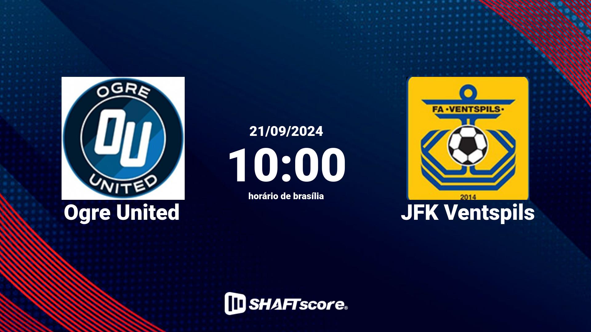 Estatísticas do jogo Ogre United vs JFK Ventspils 21.09 10:00