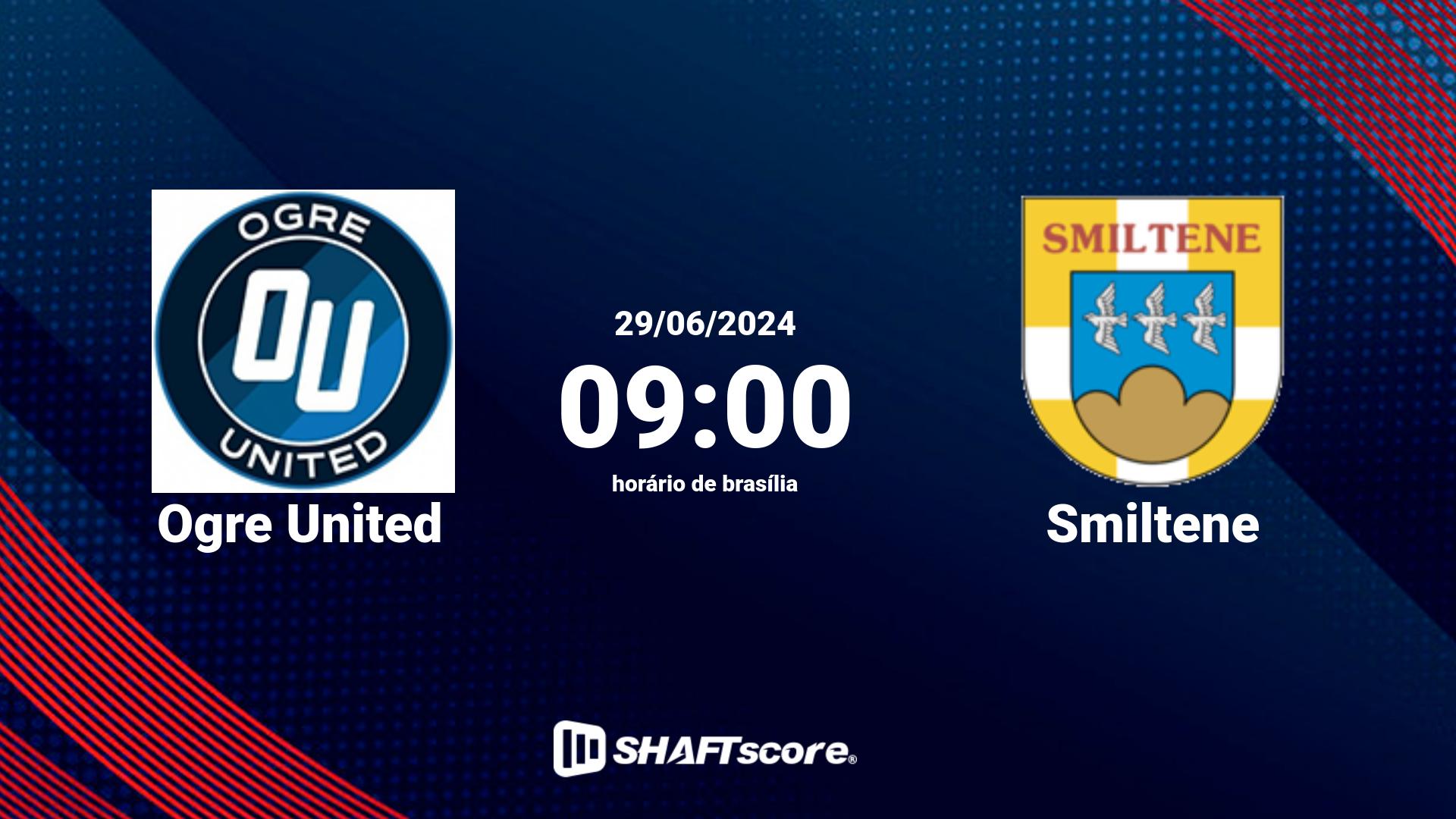 Estatísticas do jogo Ogre United vs Smiltene 29.06 09:00