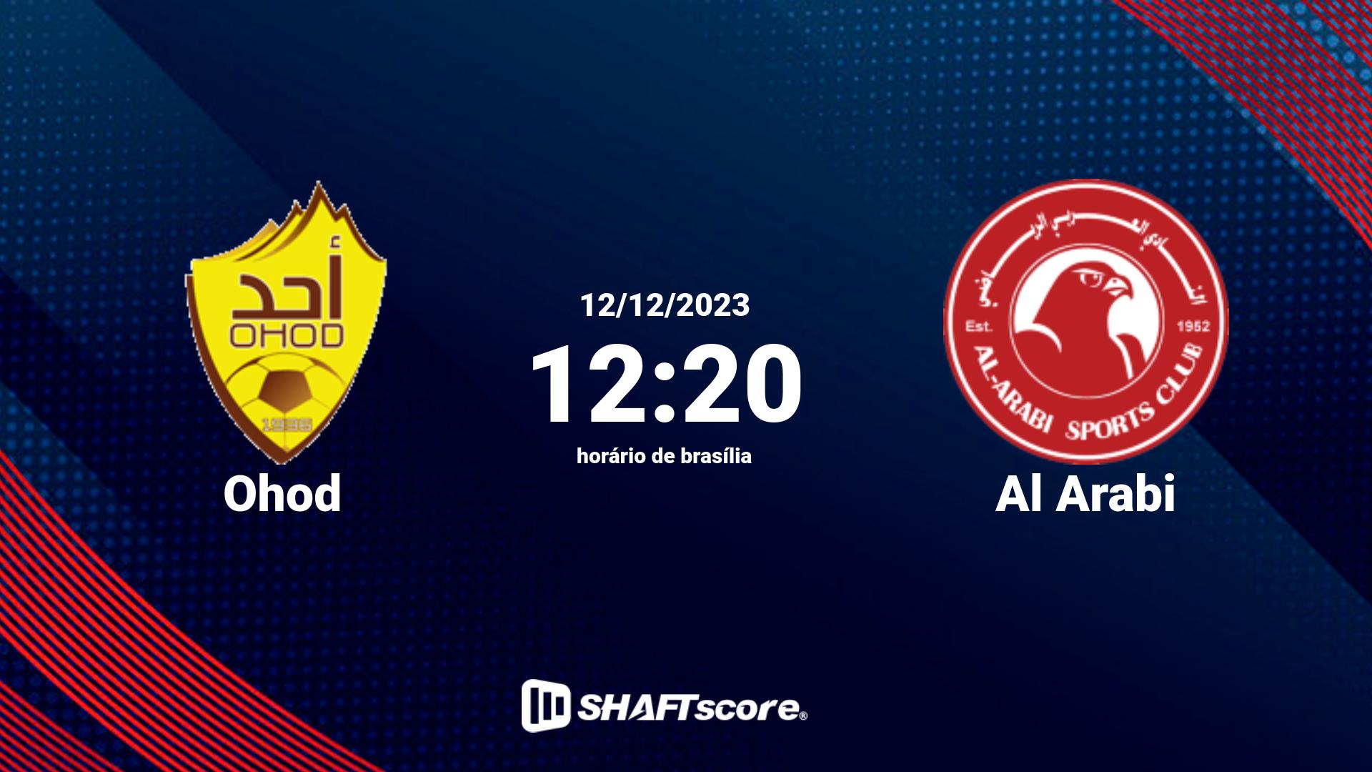 Estatísticas do jogo Ohod vs Al Arabi 12.12 12:20