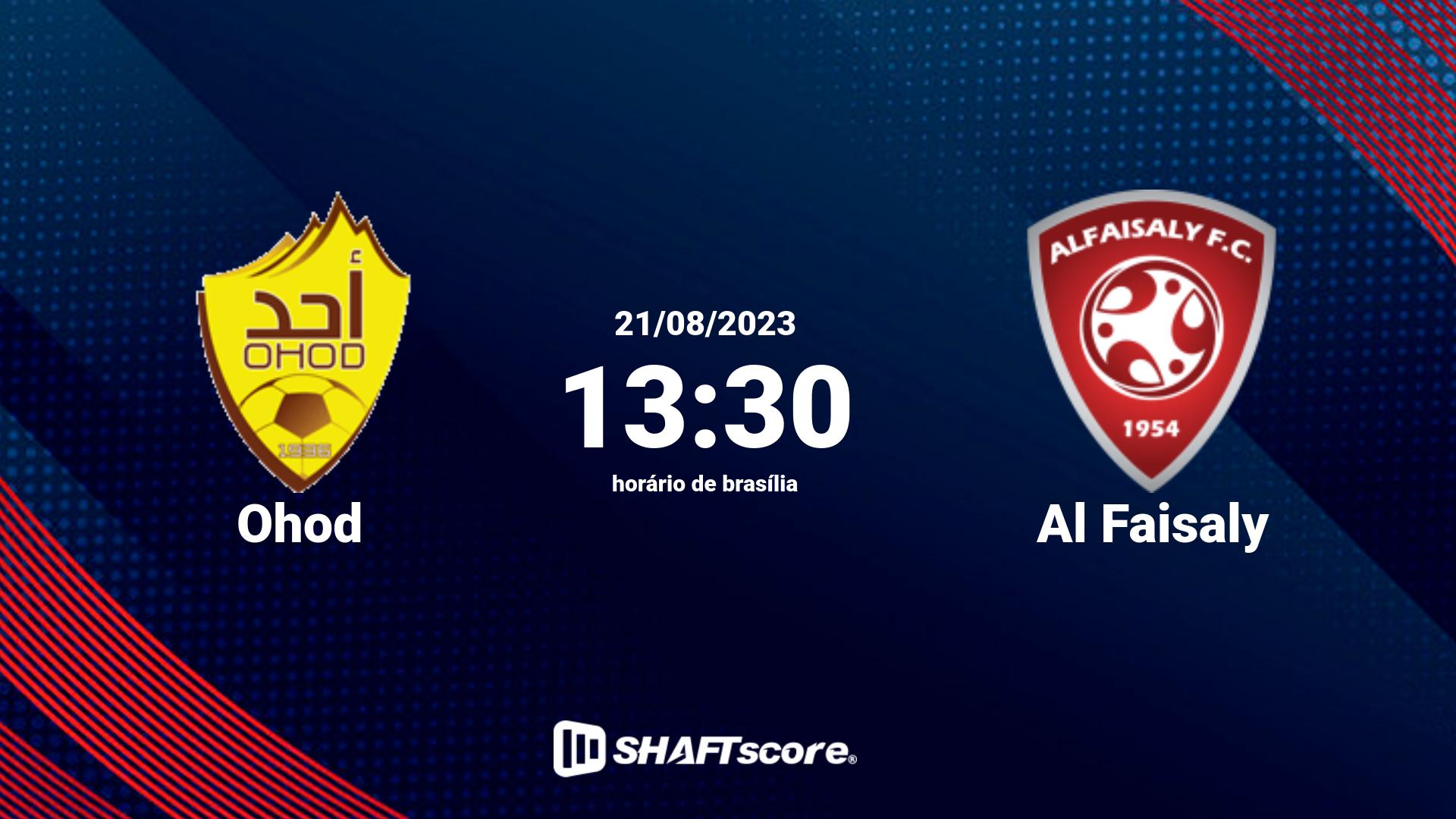 Estatísticas do jogo Ohod vs Al Faisaly 21.08 13:30