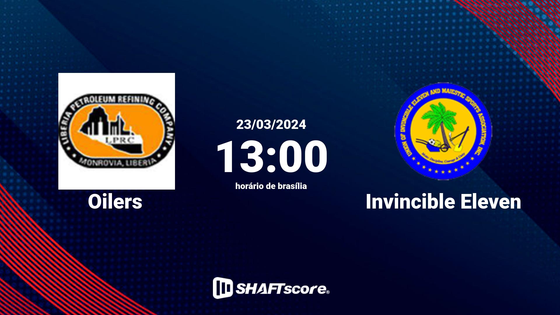 Estatísticas do jogo Oilers vs Invincible Eleven 23.03 13:00