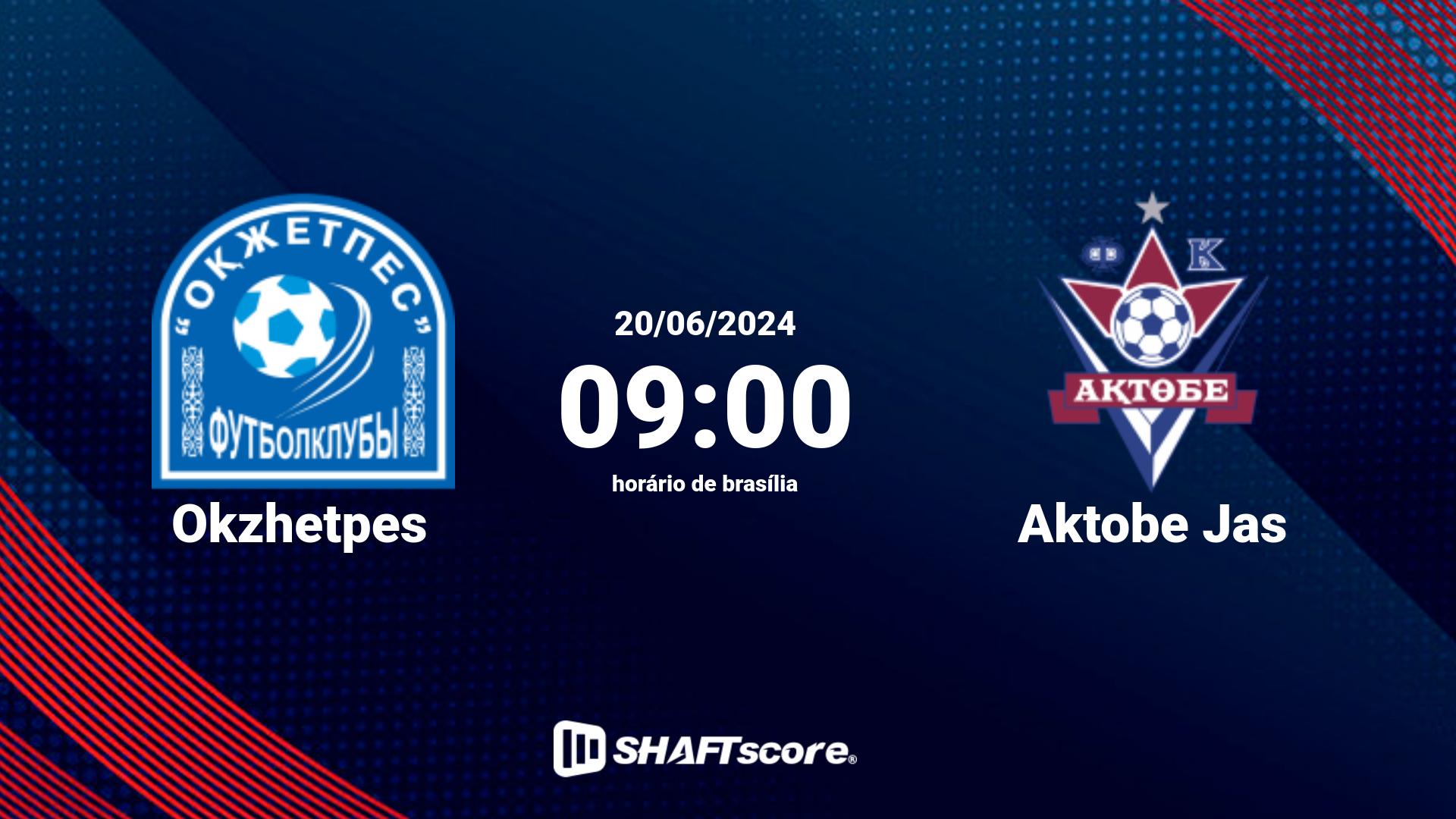 Estatísticas do jogo Okzhetpes vs Aktobe Jas 20.06 09:00