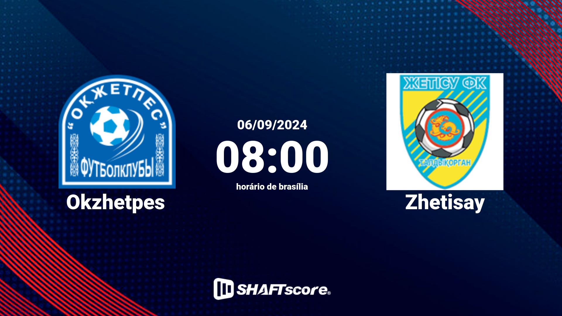 Estatísticas do jogo Okzhetpes vs Zhetisay 06.09 08:00