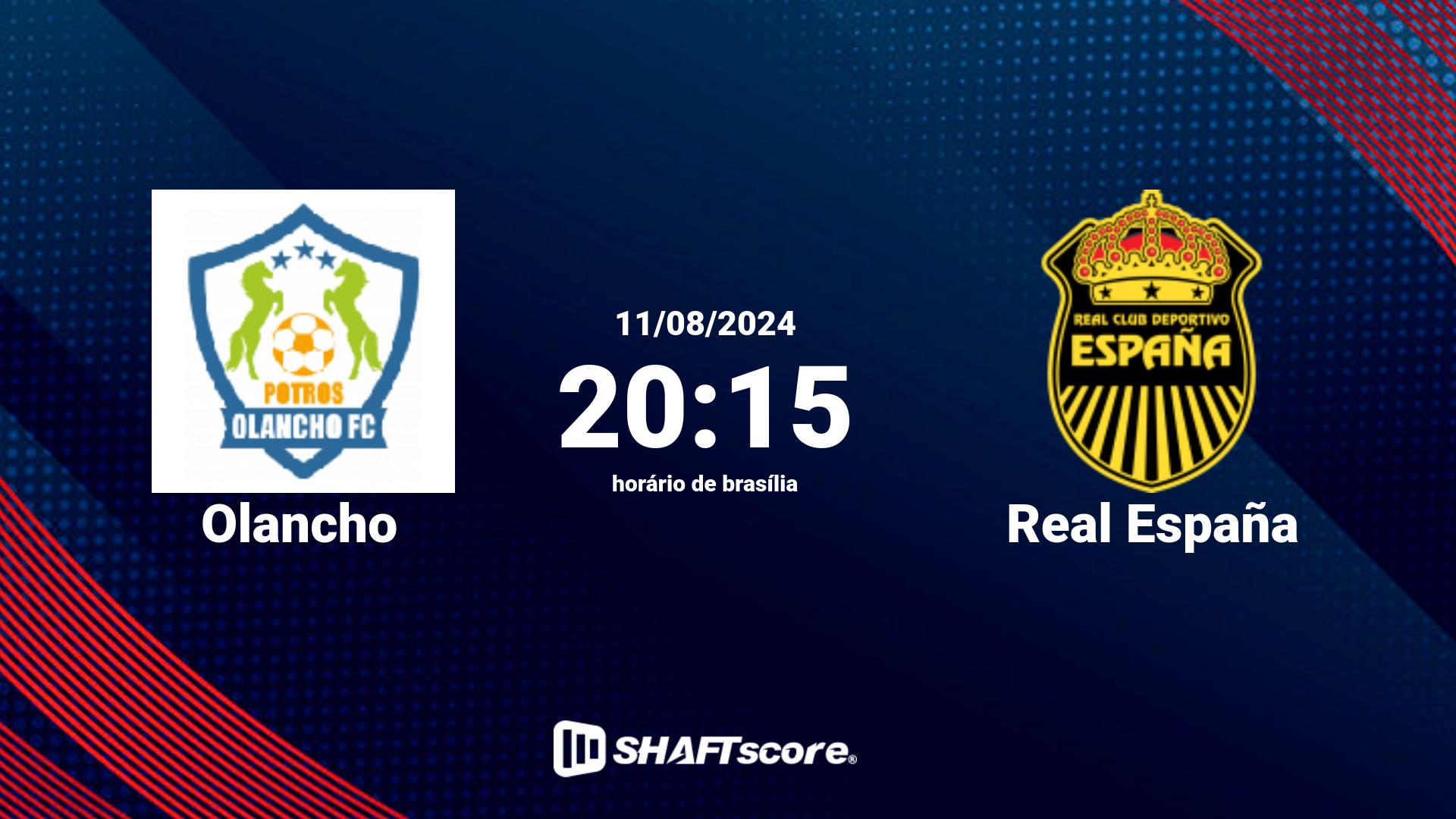 Estatísticas do jogo Olancho vs Real España 11.08 20:15