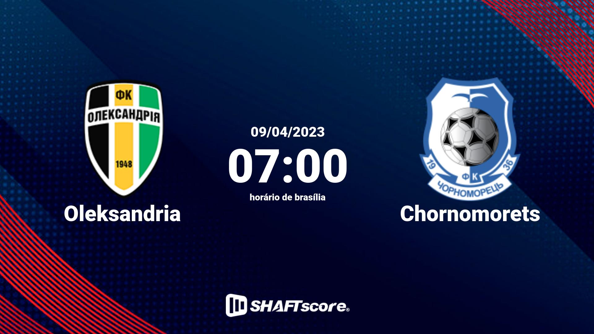 Estatísticas do jogo Oleksandria vs Chornomorets 09.04 07:00