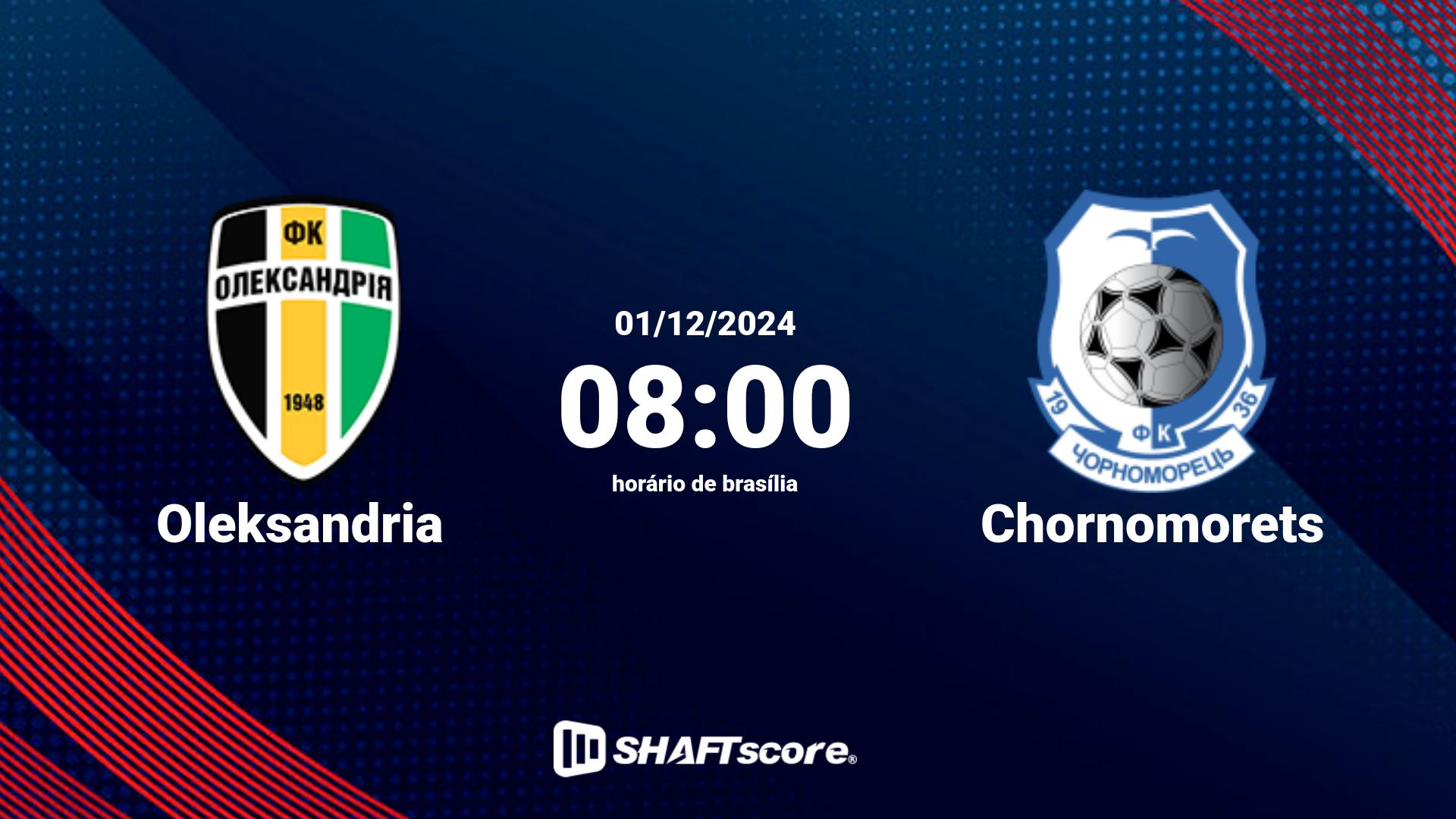 Estatísticas do jogo Oleksandria vs Chornomorets 01.12 08:00