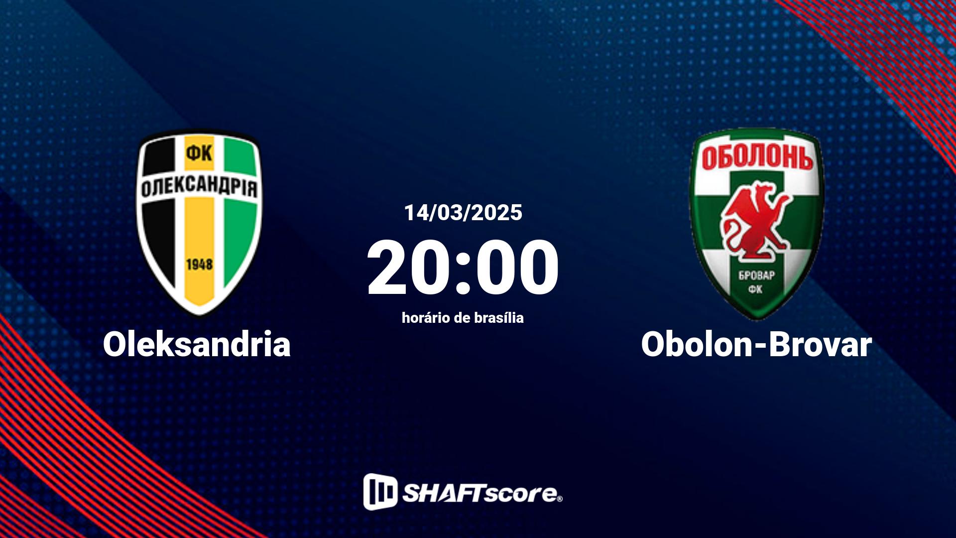 Estatísticas do jogo Oleksandria vs Obolon-Brovar 14.03 20:00