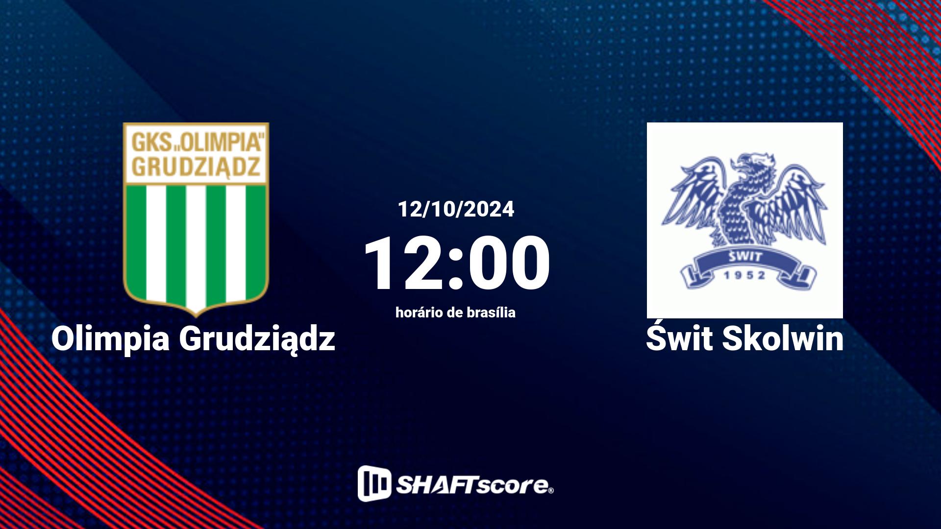 Estatísticas do jogo Olimpia Grudziądz vs Świt Skolwin 12.10 12:00