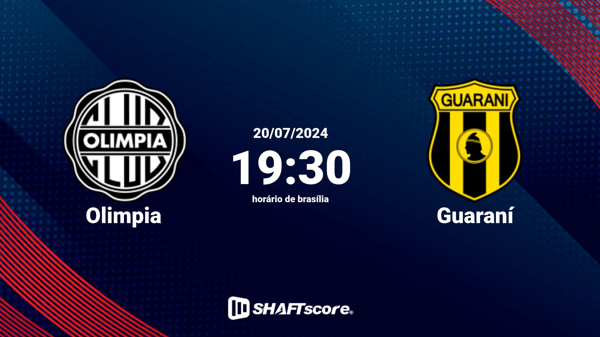 Estatísticas do jogo Olimpia vs Guaraní 20.07 19:30