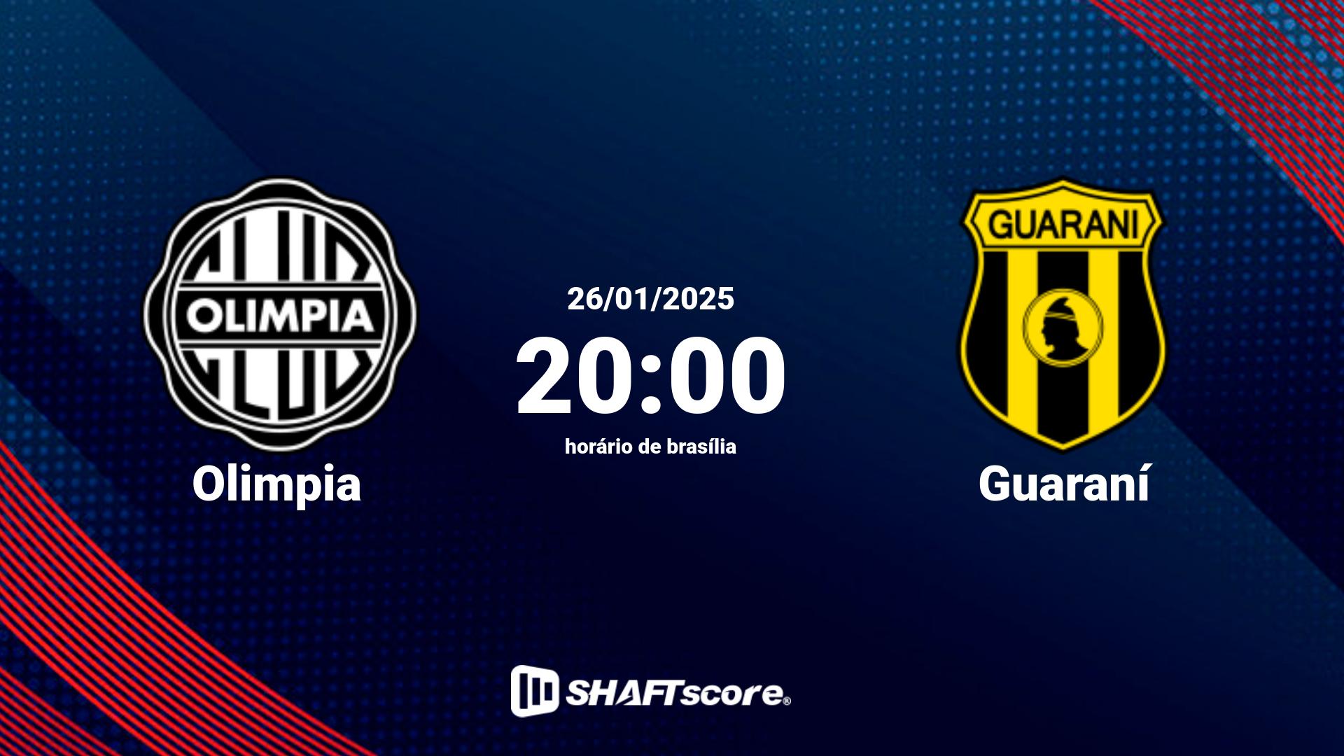 Estatísticas do jogo Olimpia vs Guaraní 26.01 20:00