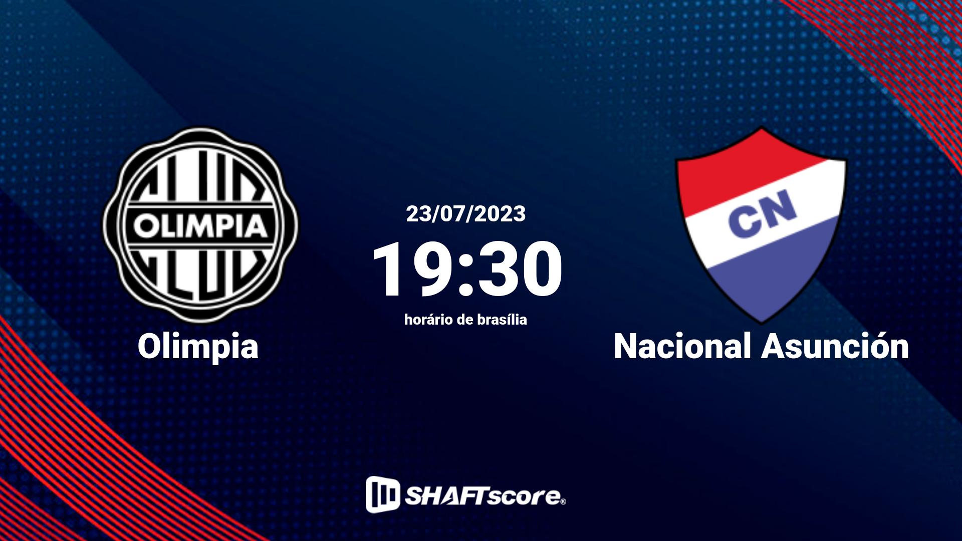 Estatísticas do jogo Olimpia vs Nacional Asunción 23.07 19:30