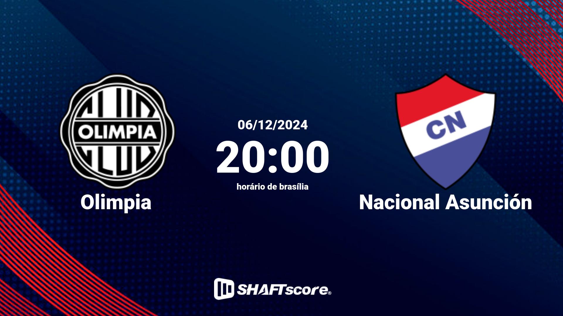 Estatísticas do jogo Olimpia vs Nacional Asunción 06.12 20:00